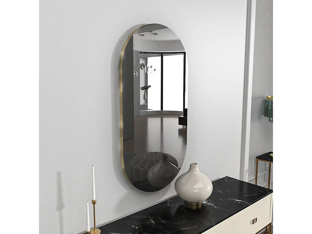 Espelho Ecológico Flotal-e - Design Moderno em Cinzento Escuro e Dourado - 45x85 cm