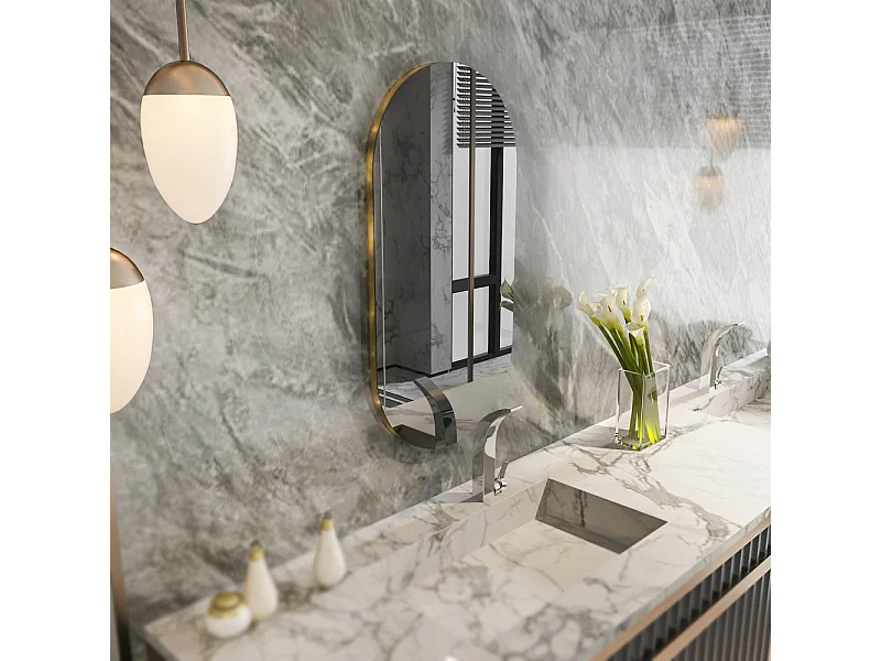 Espelho Ecológico Flotal-e - Design Moderno em Cinzento Escuro e Dourado - 45x85 cm