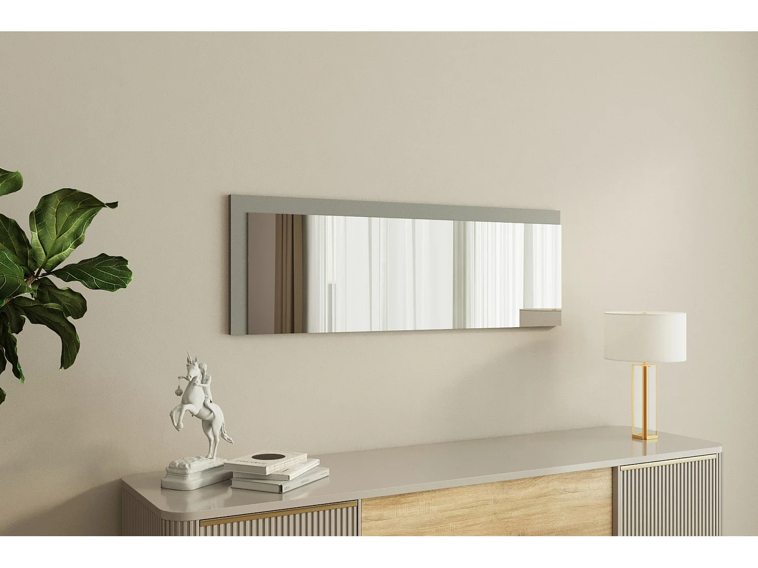 Espelho Moderno Lariya - 40 x 120 cm - Branco e Antracite para Decoração Elegante