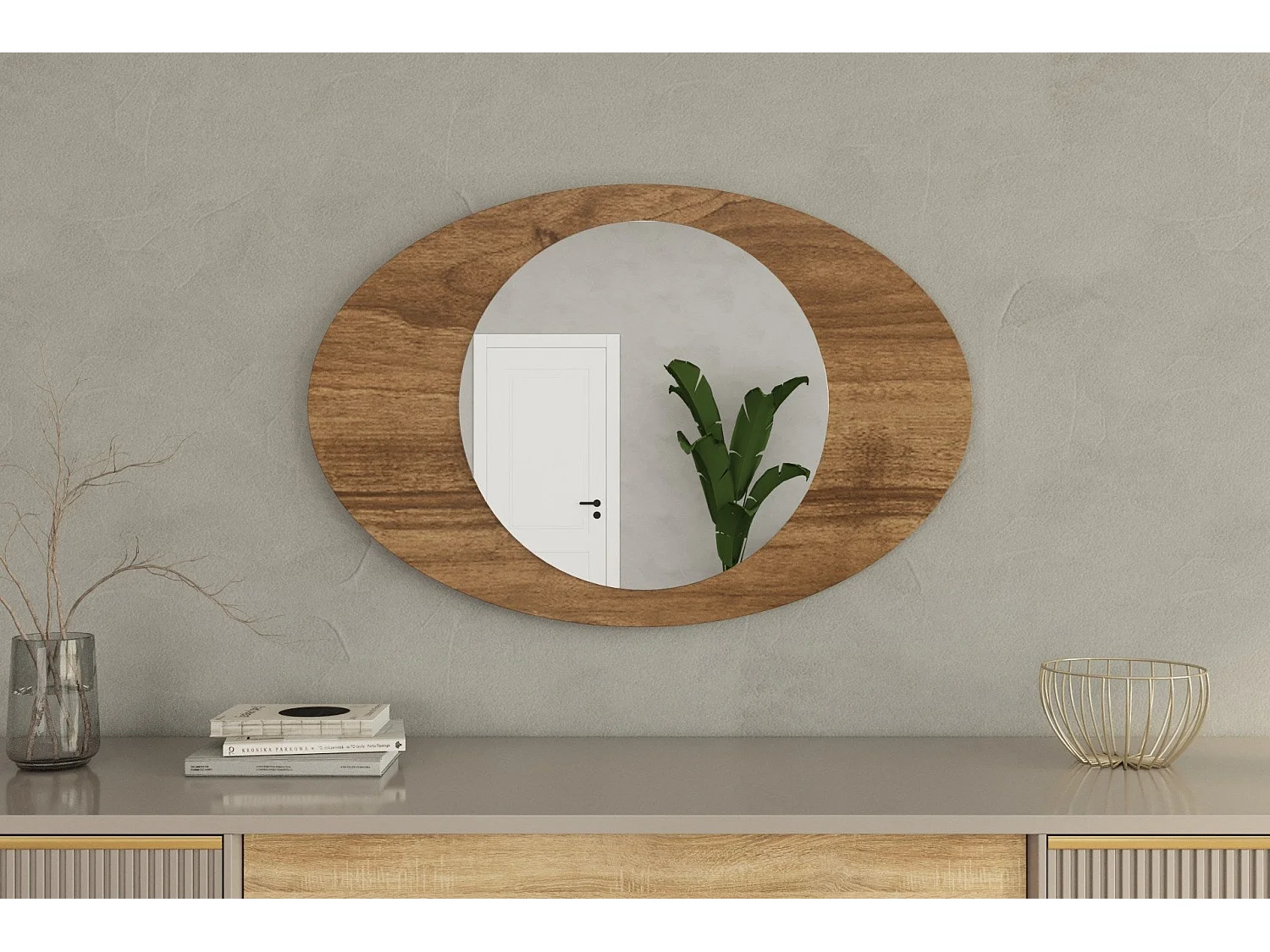 Espelho Flotal-e em Nogueira - 60 x 90 cm - Design Moderno e Sustentável