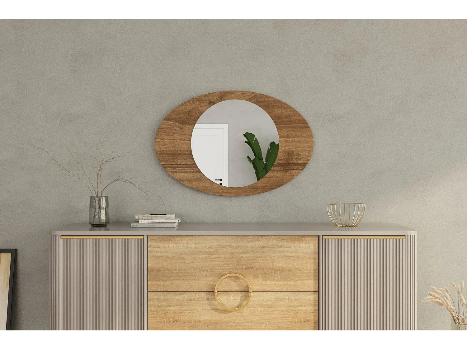 Espelho Flotal-e em Nogueira - 60 x 90 cm - Design Moderno e Sustentável