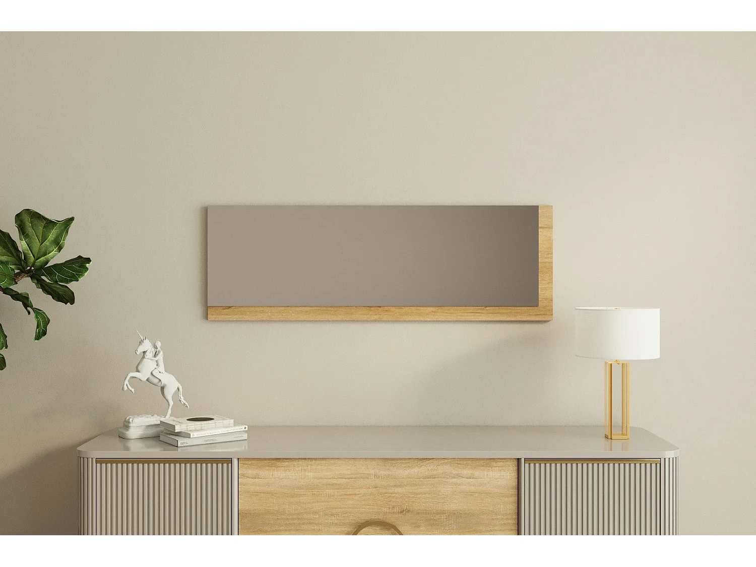 Espelho Ecológico Lariya - Design Moderno em Branco e Natural - 40 x 120 cm para Decoração Elegante