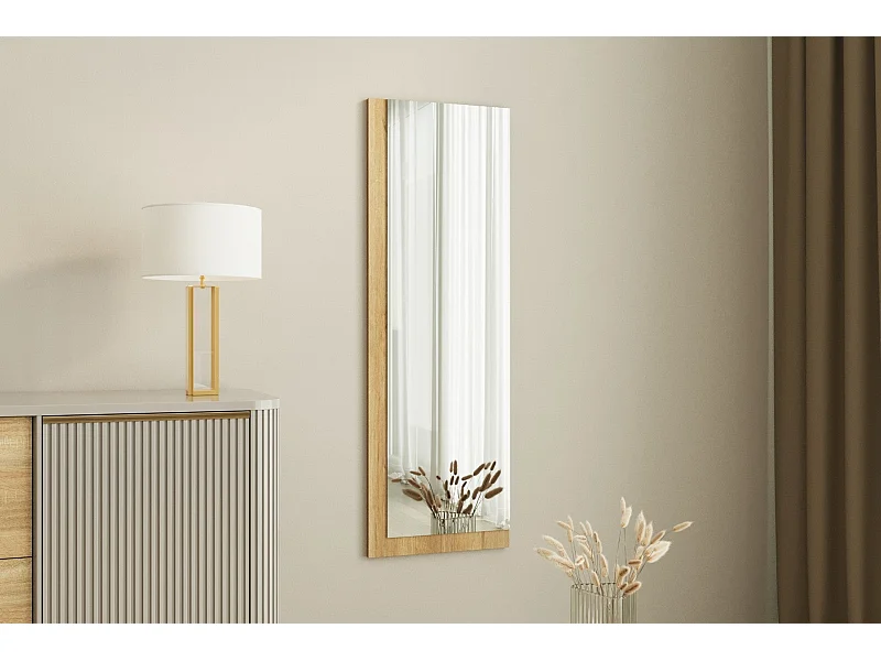 Espelho Ecológico Lariya - Design Moderno em Branco e Natural - 40 x 120 cm para Decoração Elegante