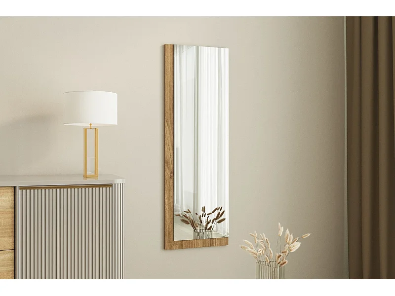 Espelho Moderno Lariya - 40x120cm - Branco e Nogueira para Decoração Elegante