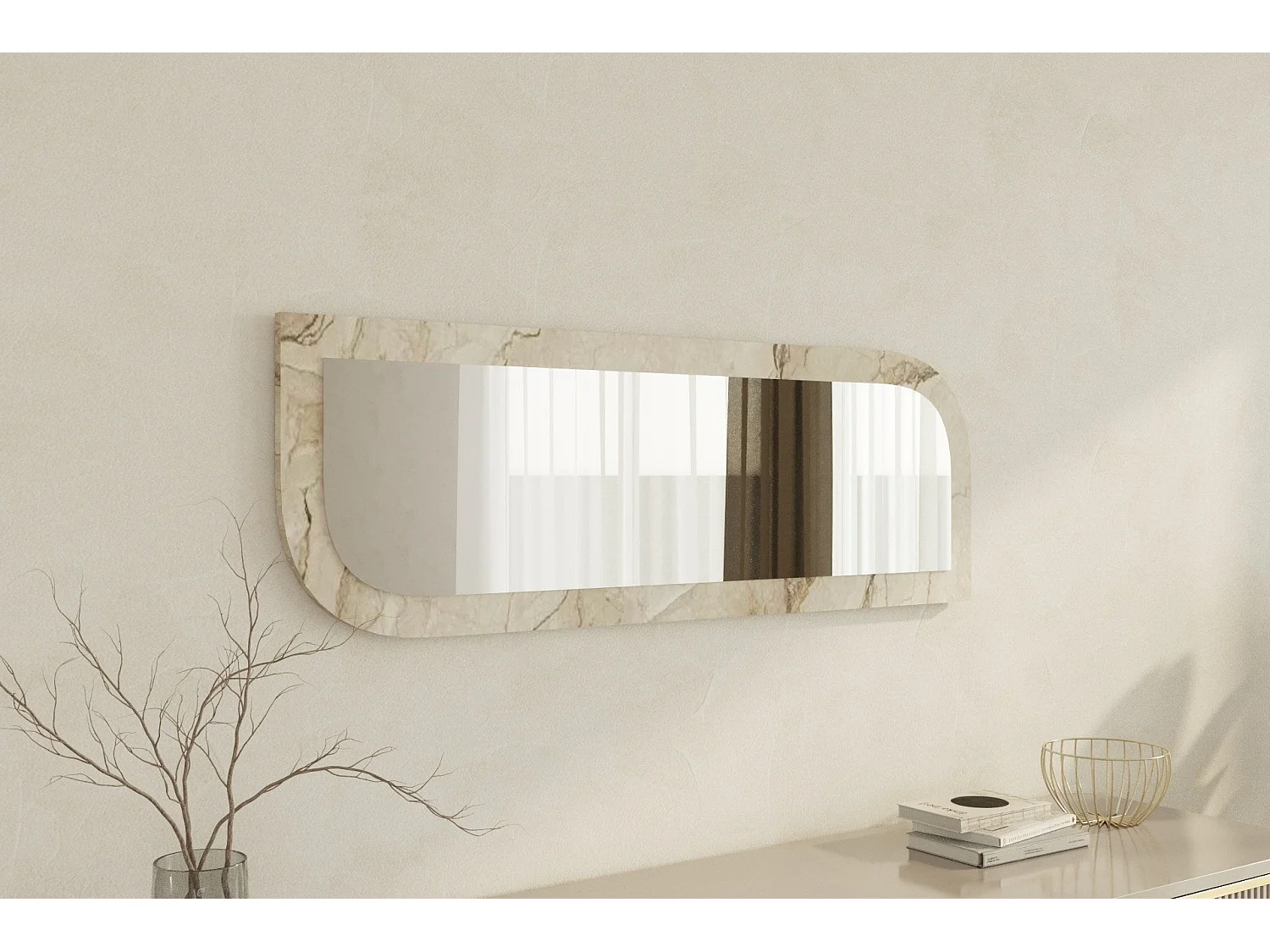 Espelho Moderno Arni 40x120 cm - Ecológico em Éfeso e Mármore