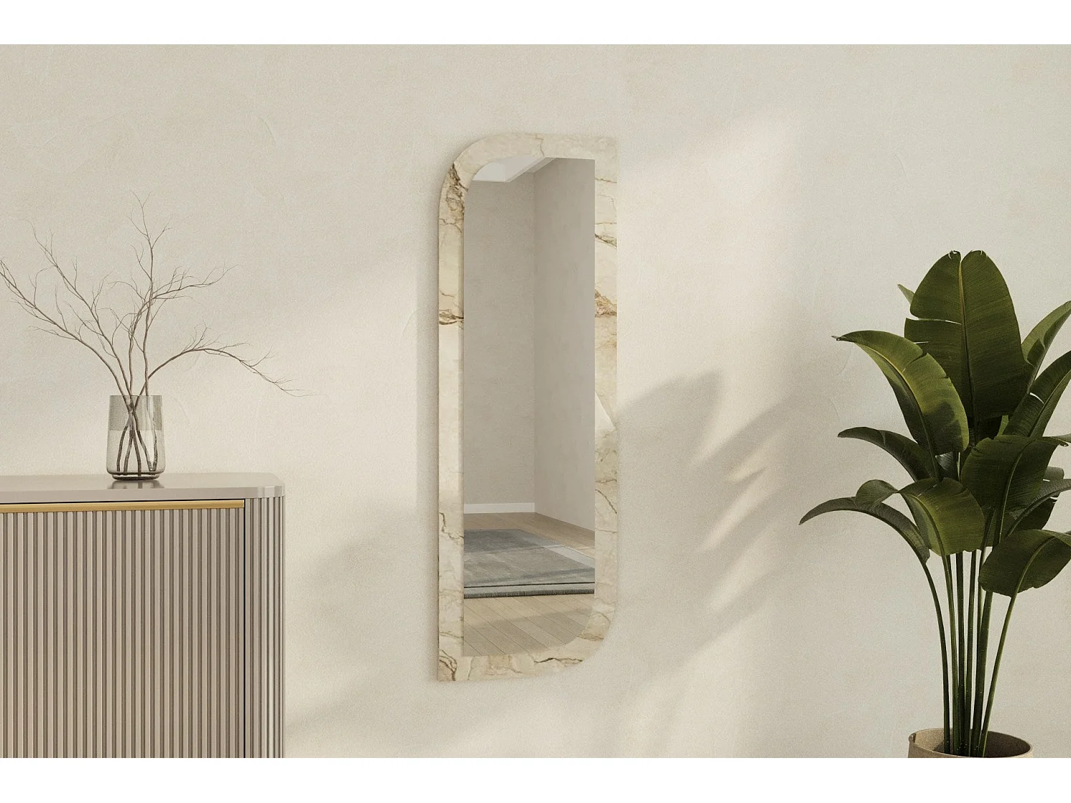 Espelho Moderno Arni 40x120 cm - Ecológico em Éfeso e Mármore