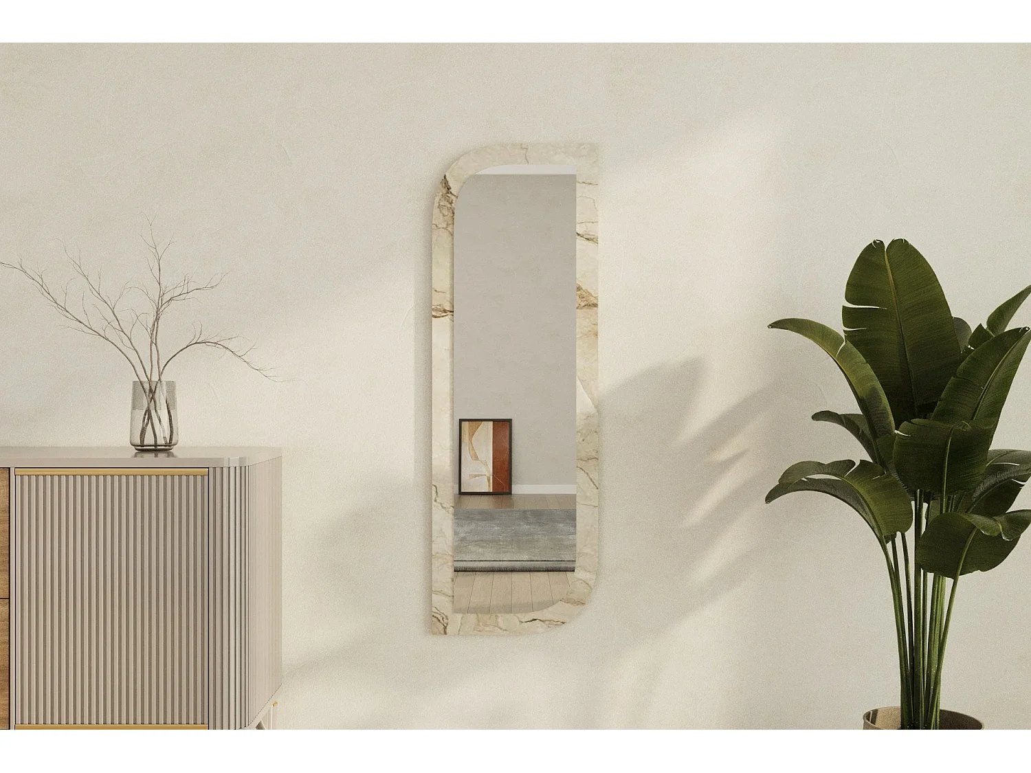 Espelho Moderno Arni 40x120 cm - Ecológico em Éfeso e Mármore