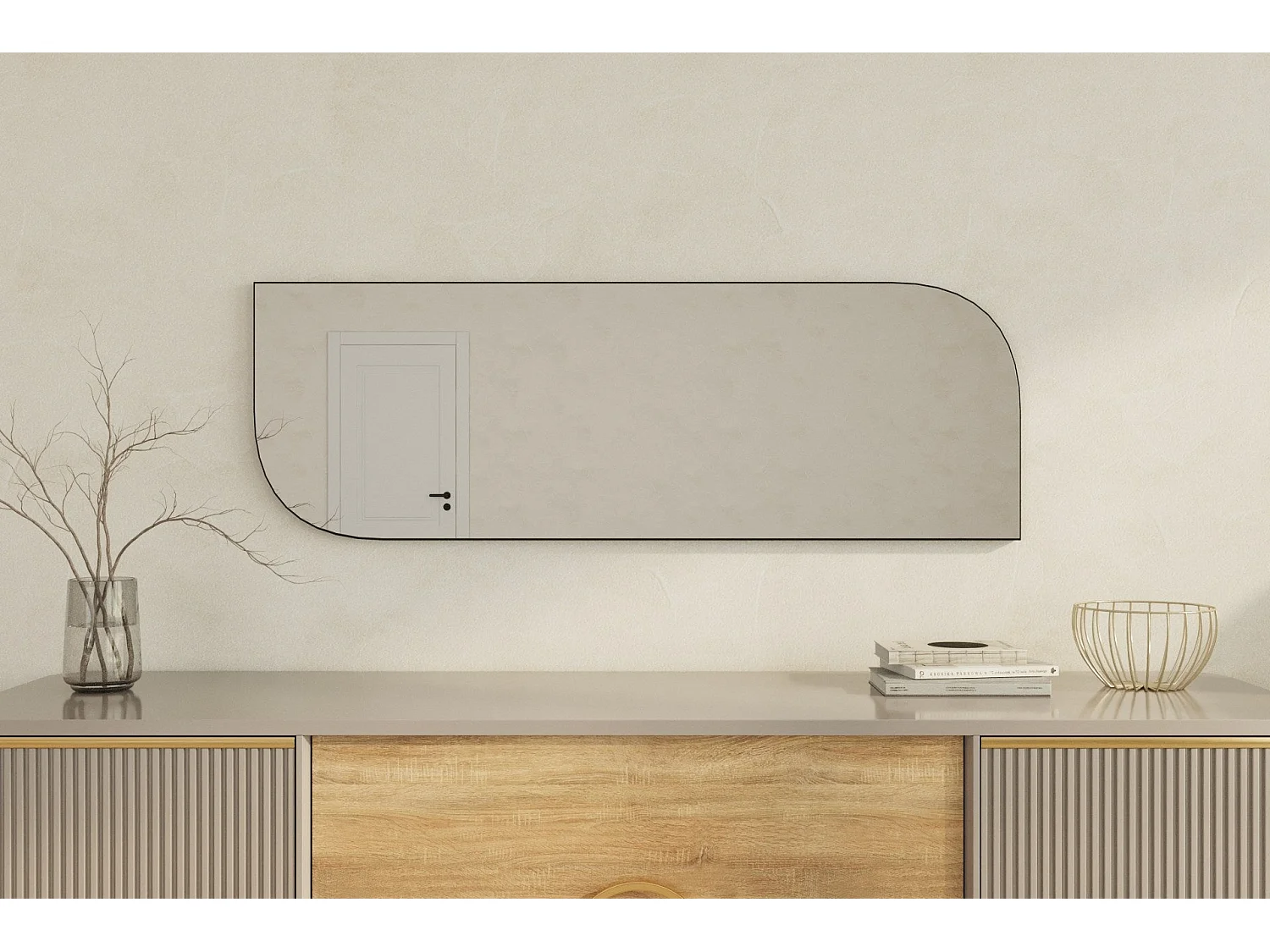 Espelho Moderno "Arni" Preto - 40x120 cm para Decoração Elegante