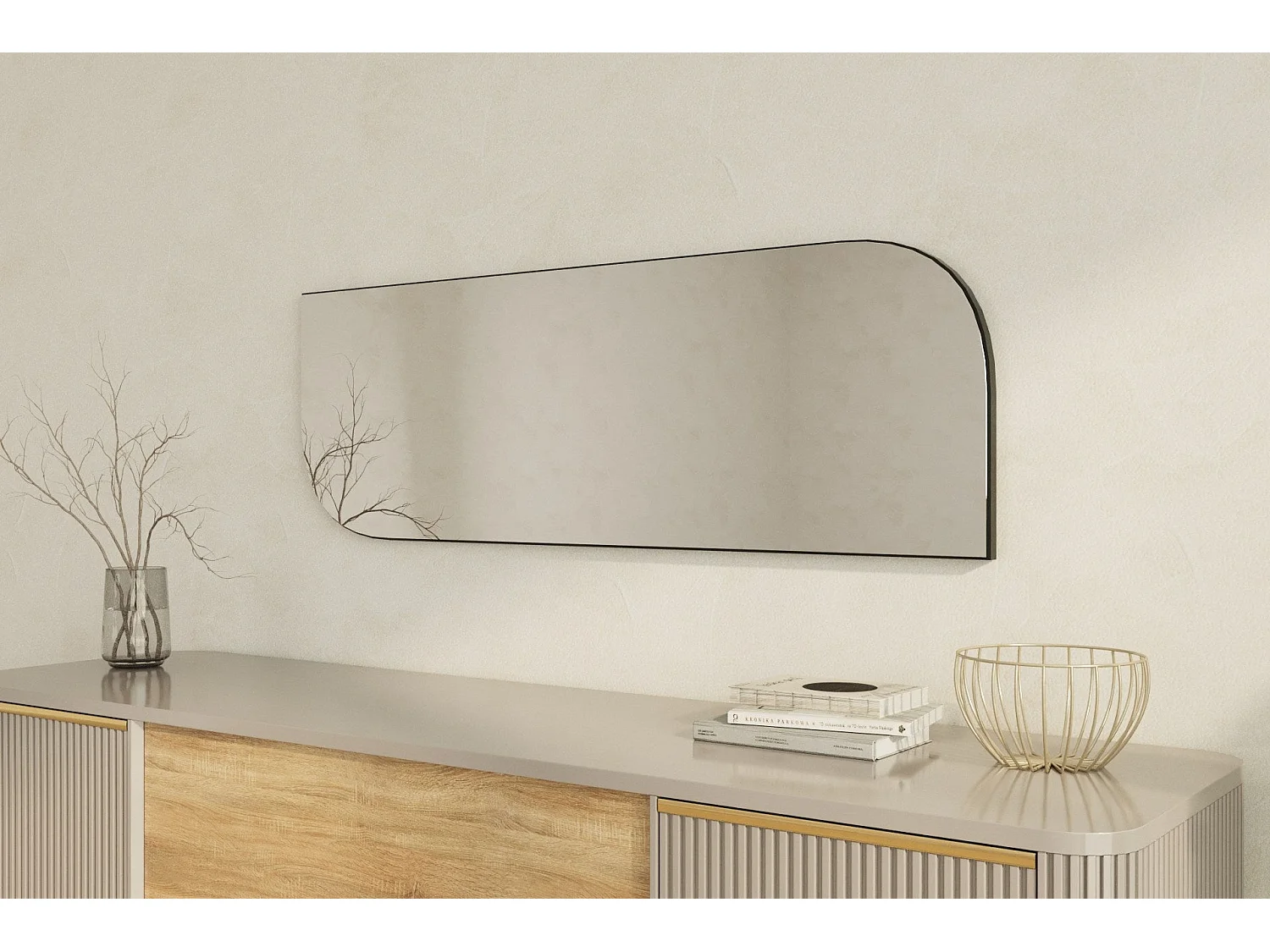 Espelho Moderno "Arni" Preto - 40x120 cm para Decoração Elegante