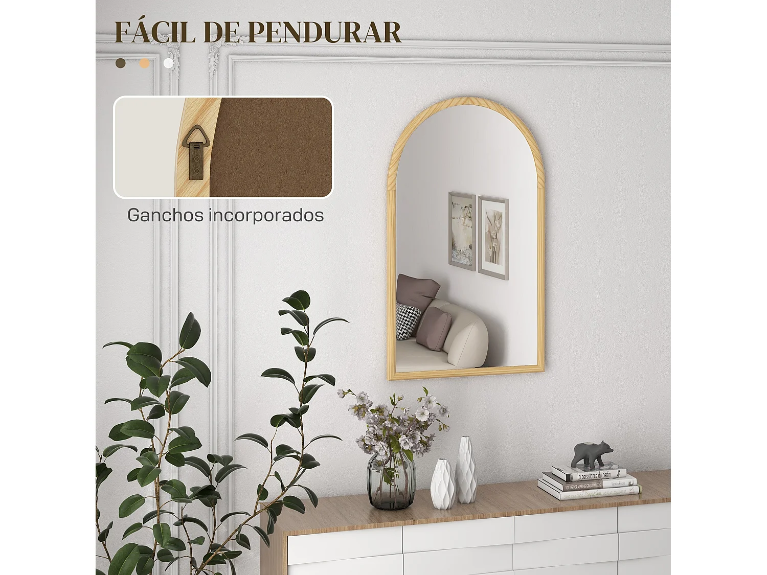 Espelho de Parede Biarritz 65x110 cm com Moldura de Madeira para Sala e Entrada