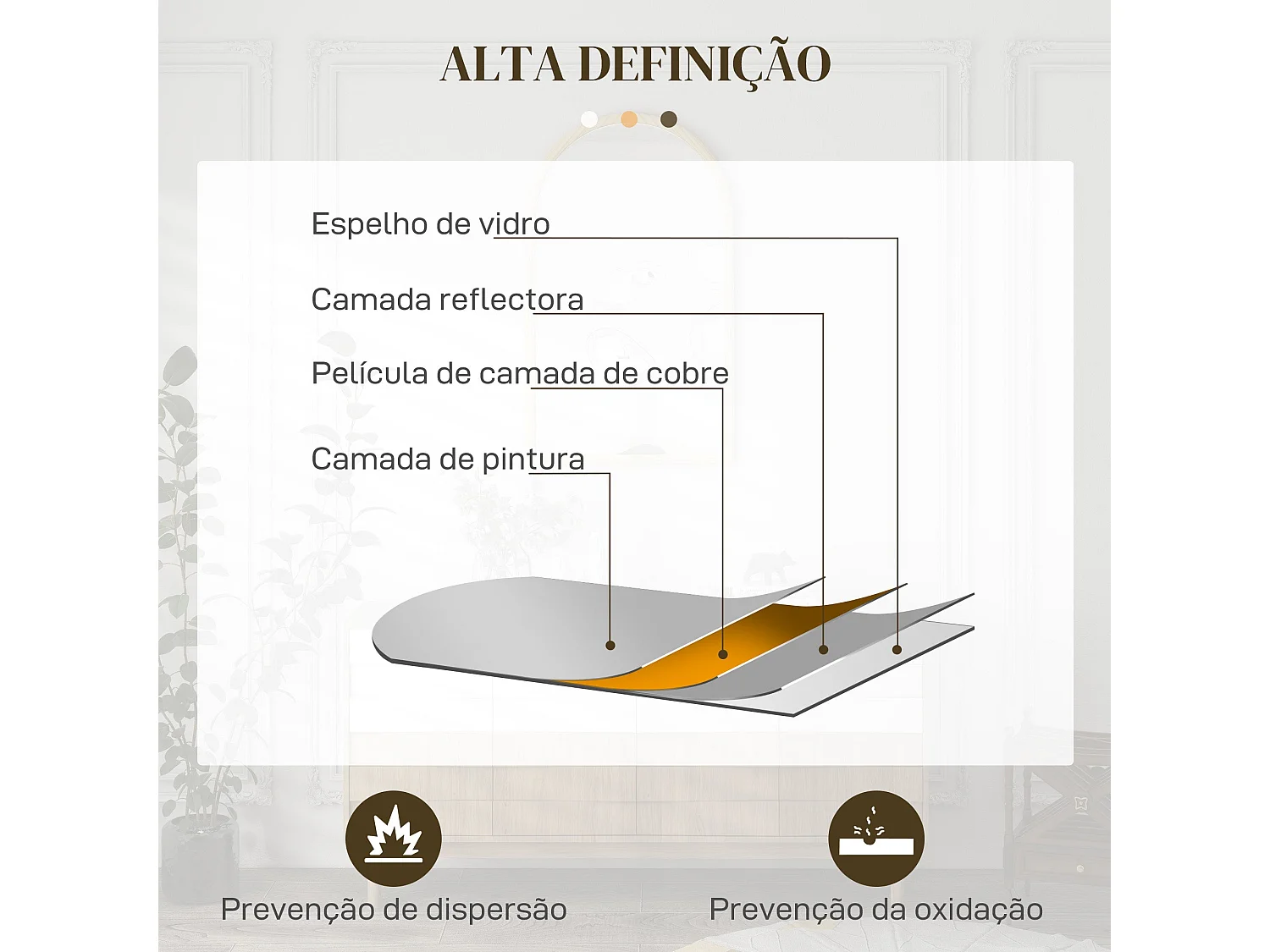 Espelho de Parede Biarritz 65x110 cm com Moldura de Madeira para Sala e Entrada