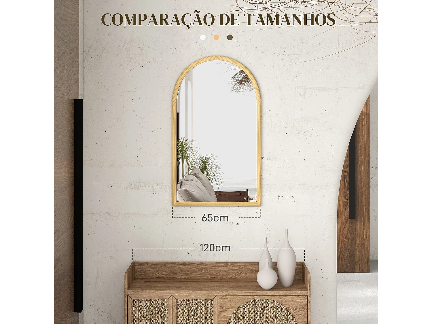 Espelho de Parede Biarritz 65x110 cm com Moldura de Madeira para Sala e Entrada