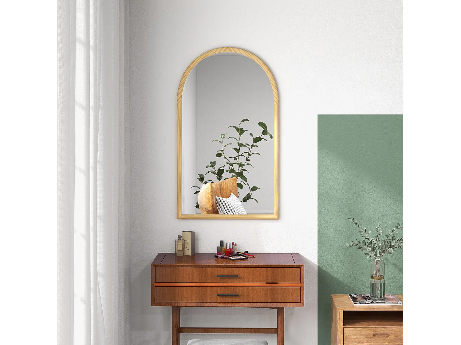 Espelho de Parede Biarritz 65x110 cm com Moldura de Madeira para Sala e Entrada