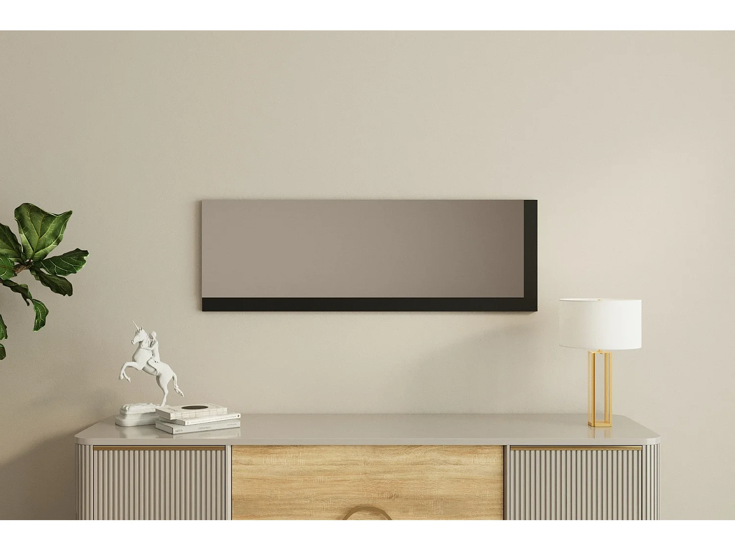 Espelho Moderno Lariya - 40x120 cm - Branco e Preto - Elegância e Estilo para Sua Casa