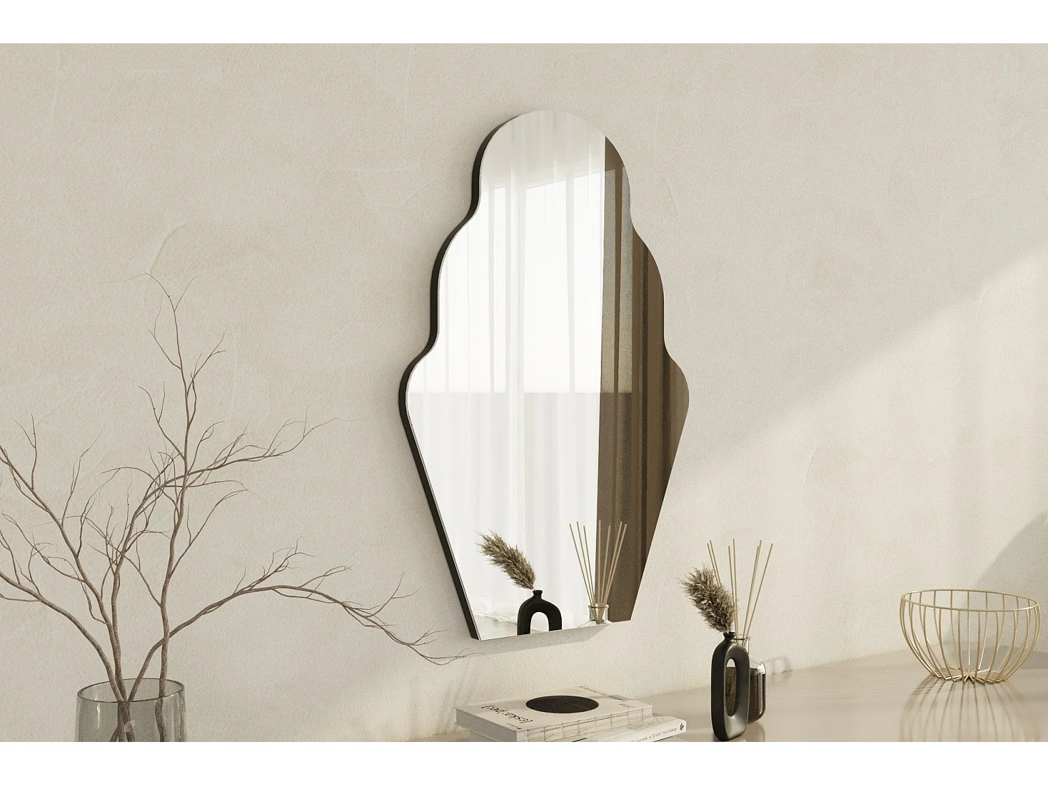 Espelho Moderno Perilla em MDF Preto - 50x70 cm para Decoração Sofisticada