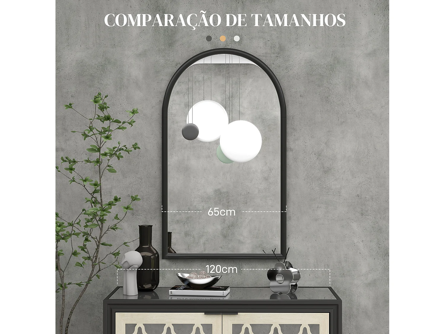 Espelho de Parede Avignon 65x110 cm com Estrutura de Madeira em Forma de Janela para Decoração Elegante