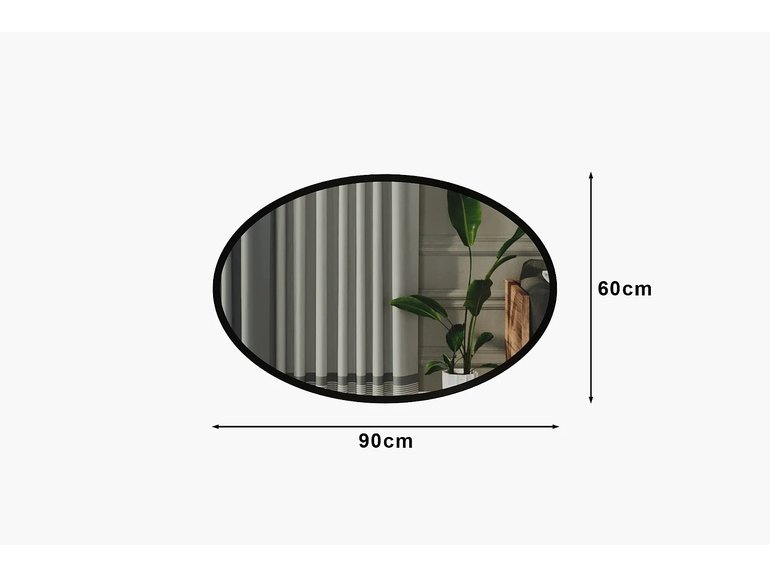 Espelho Moderno Beyo - 60x90 cm - Preto - Elegância e Sofisticação