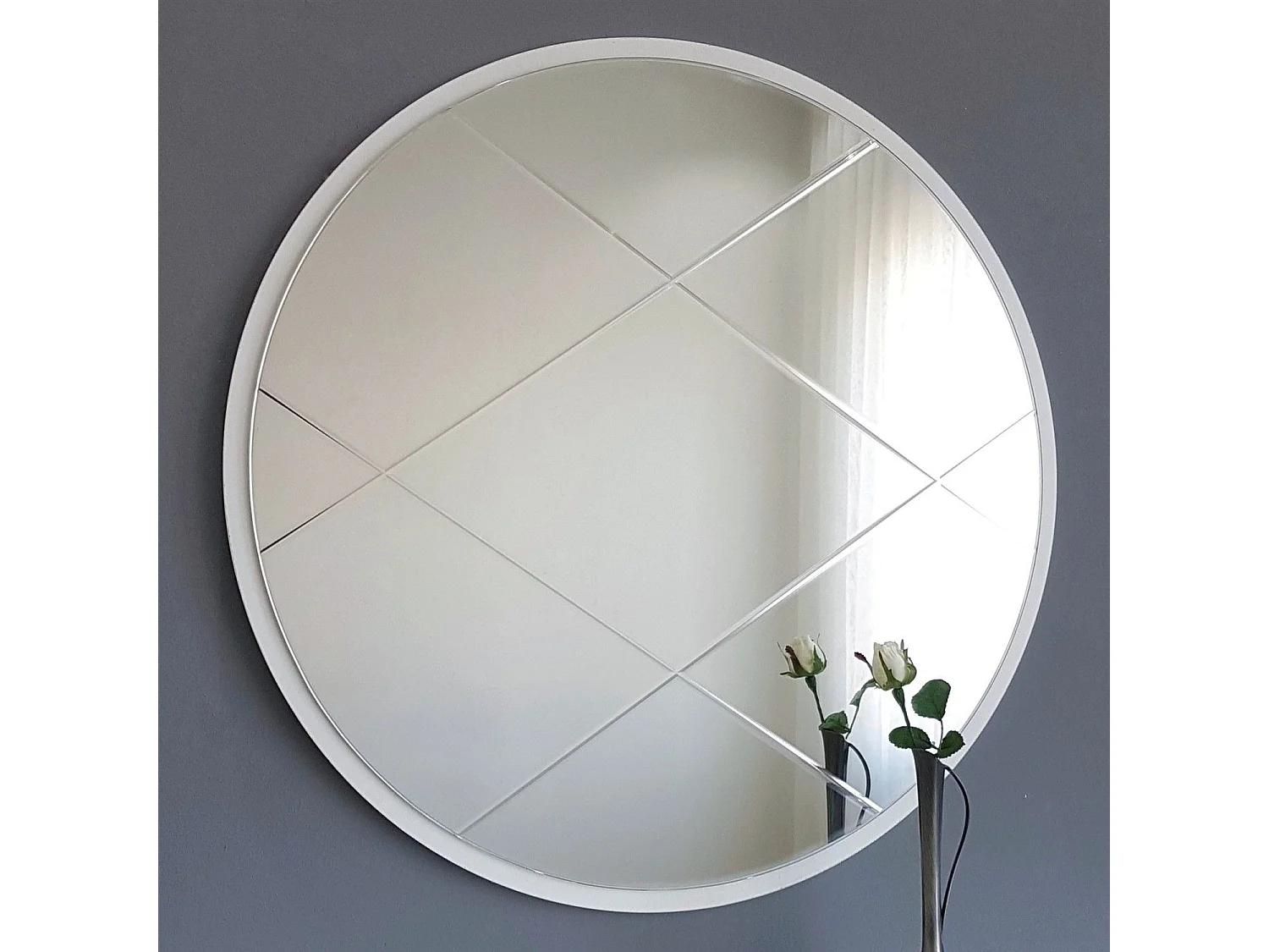 Miroir décoratif Lagis D60cm Bois Blanc