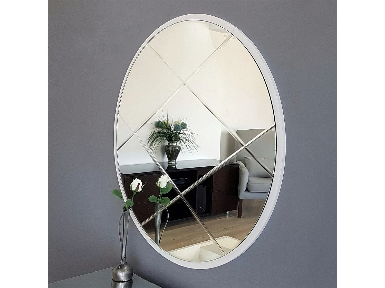 Miroir décoratif Lagis D60cm Bois Blanc