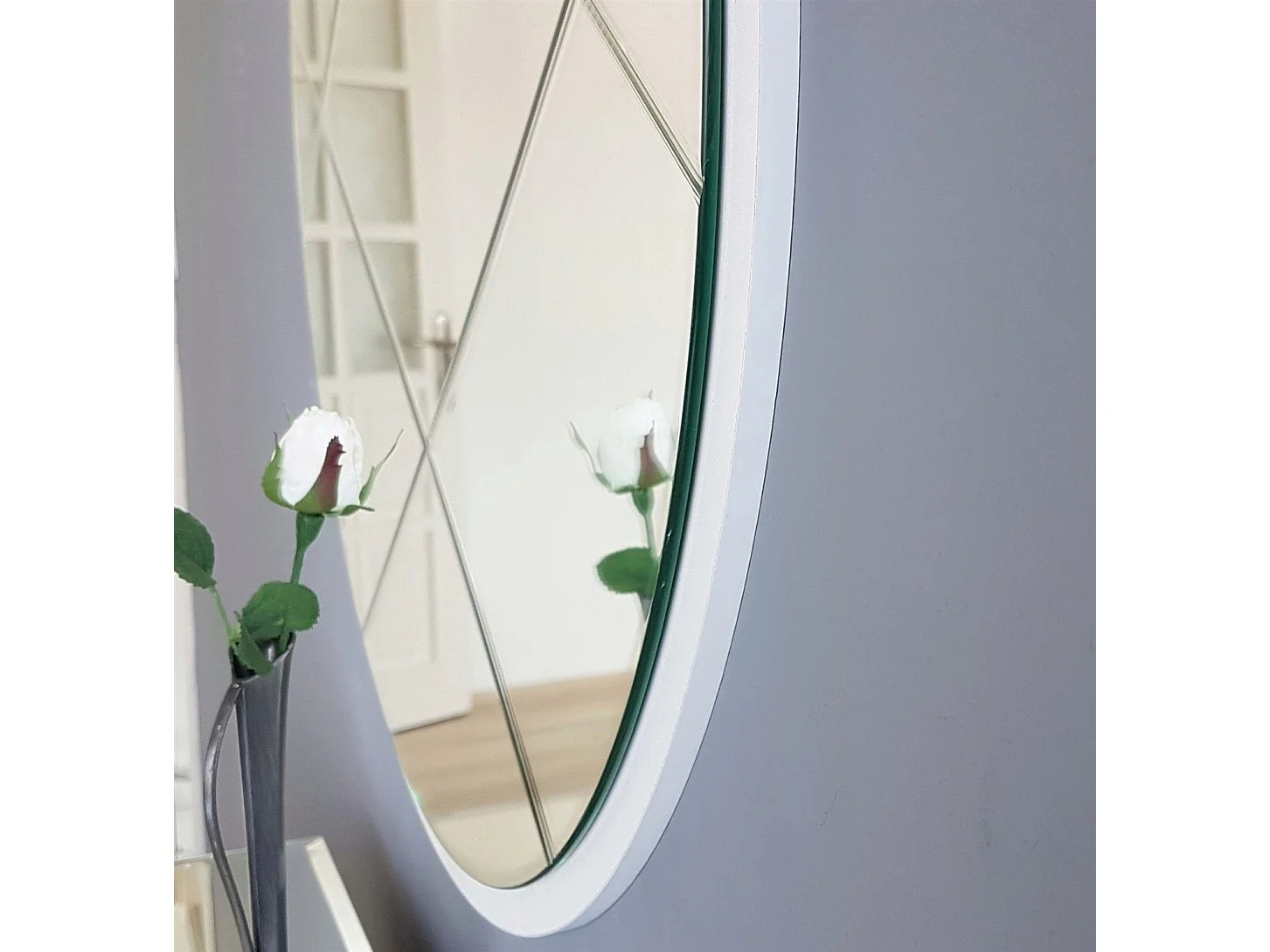 Miroir décoratif Lagis D60cm Bois Blanc