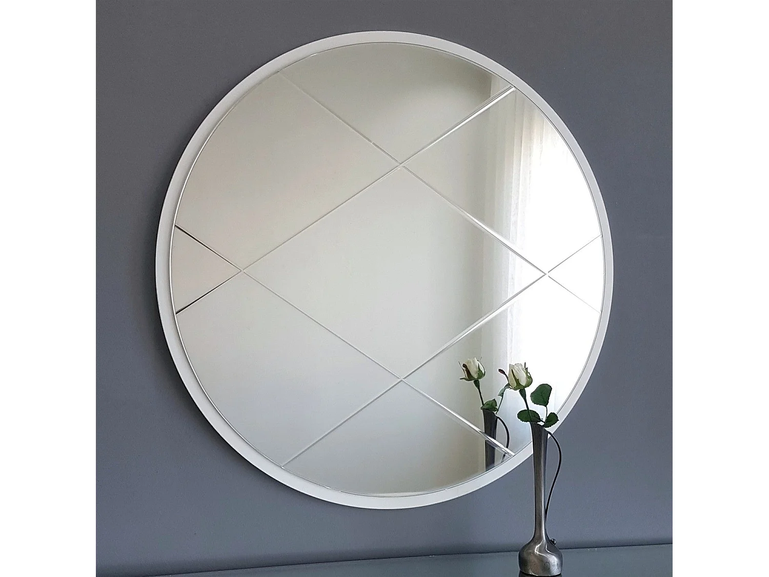 Miroir décoratif Lagis D60cm Bois Blanc