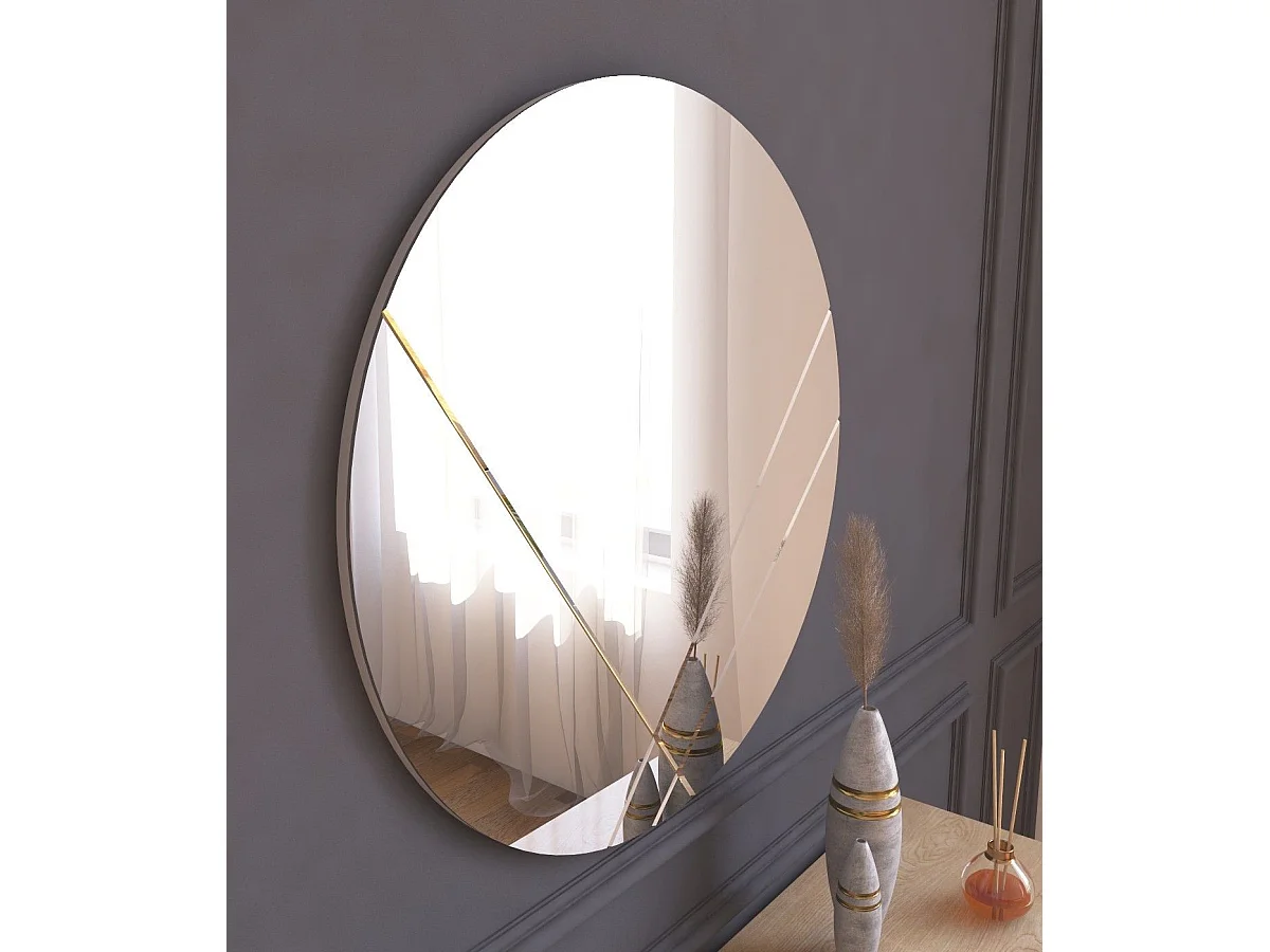 Miroir décoratif Wilake D60cm Bois Blanc