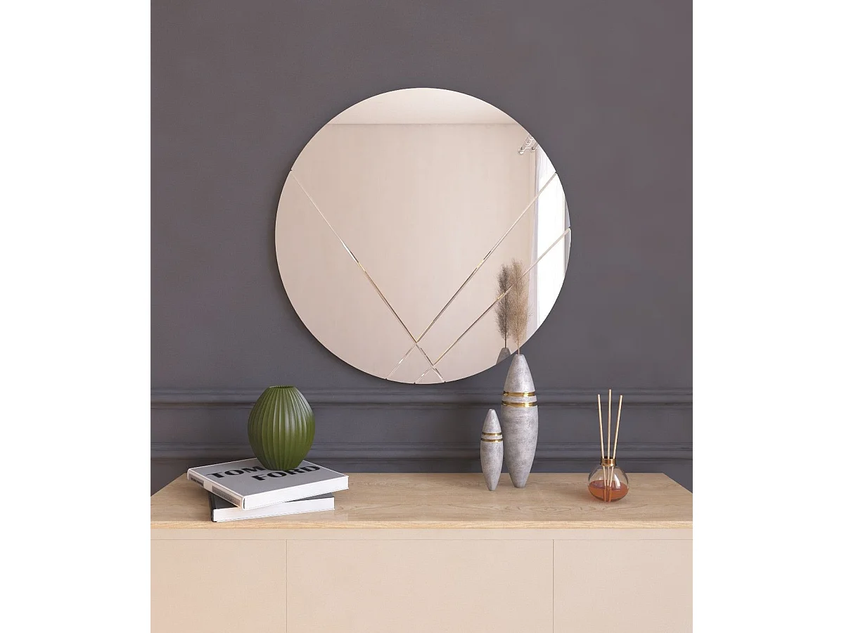 Miroir décoratif Wilake D60cm Bois Blanc