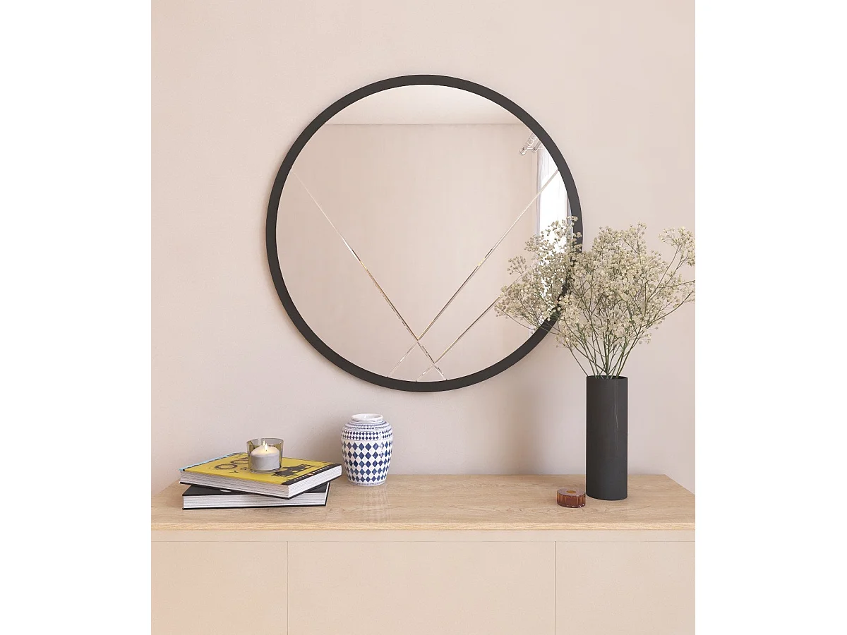 Espelho Redondo Gabel 60 cm - Design Moderno e Elegante em Preto