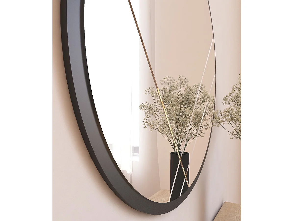 Espelho Redondo Gabel 60 cm - Design Moderno e Elegante em Preto