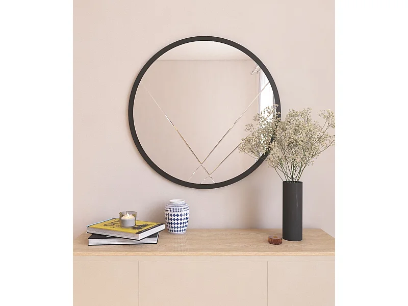 Espelho Redondo Gabel 60 cm - Design Moderno e Elegante em Preto