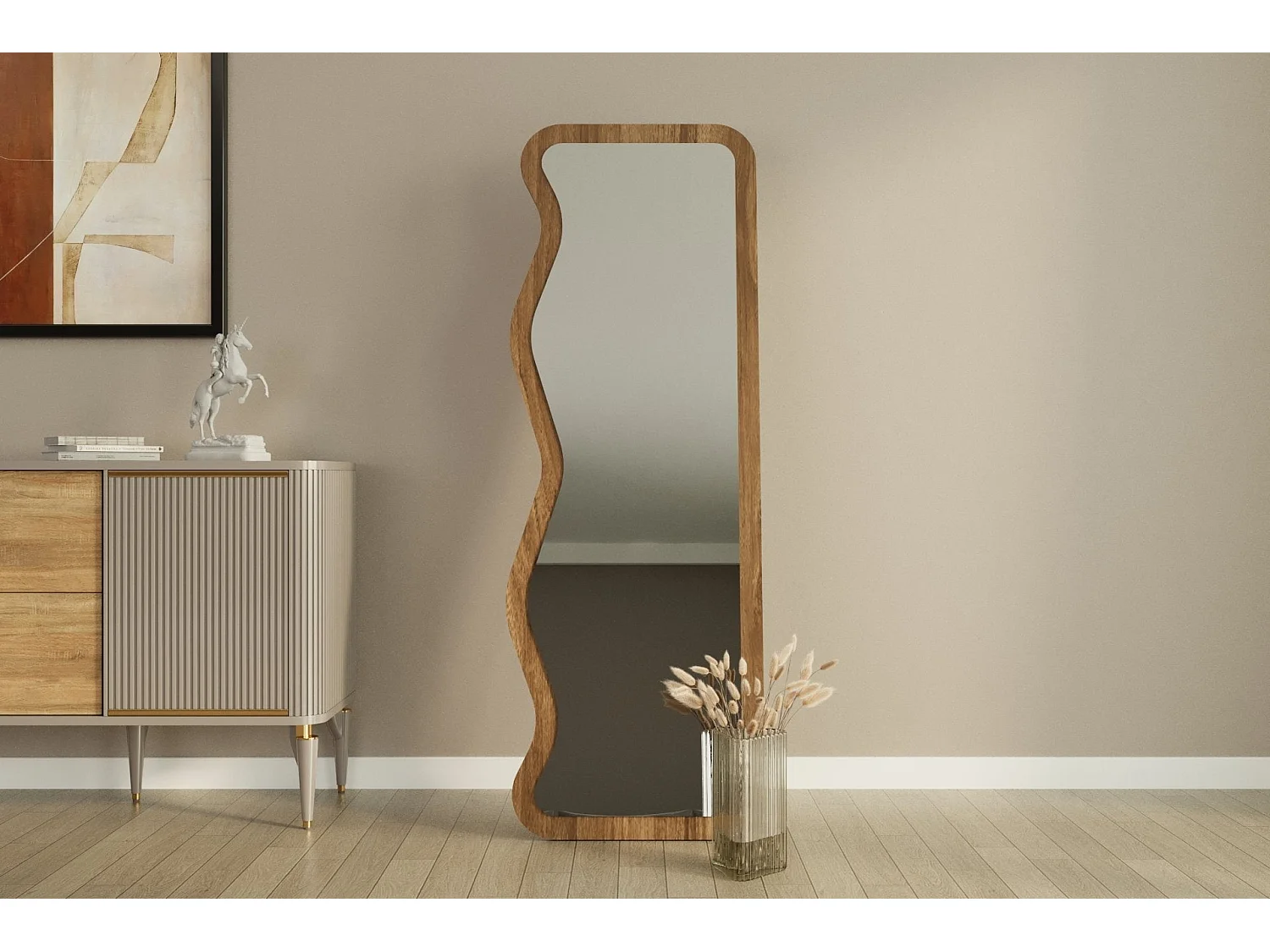 Espelho Ecológico Flotal-e em Nogueira - Design Moderno para sua Casa - 50x160 cm