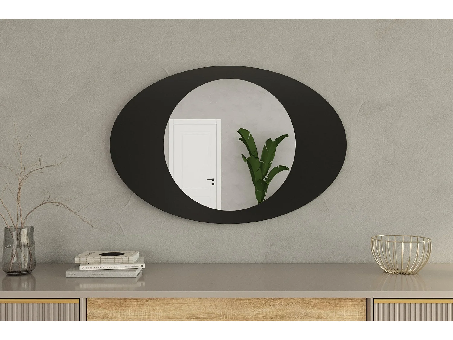 Espelho Moderno 'Obble' - 60x90 cm - Preto - Toque de Sofisticação para Sua Casa