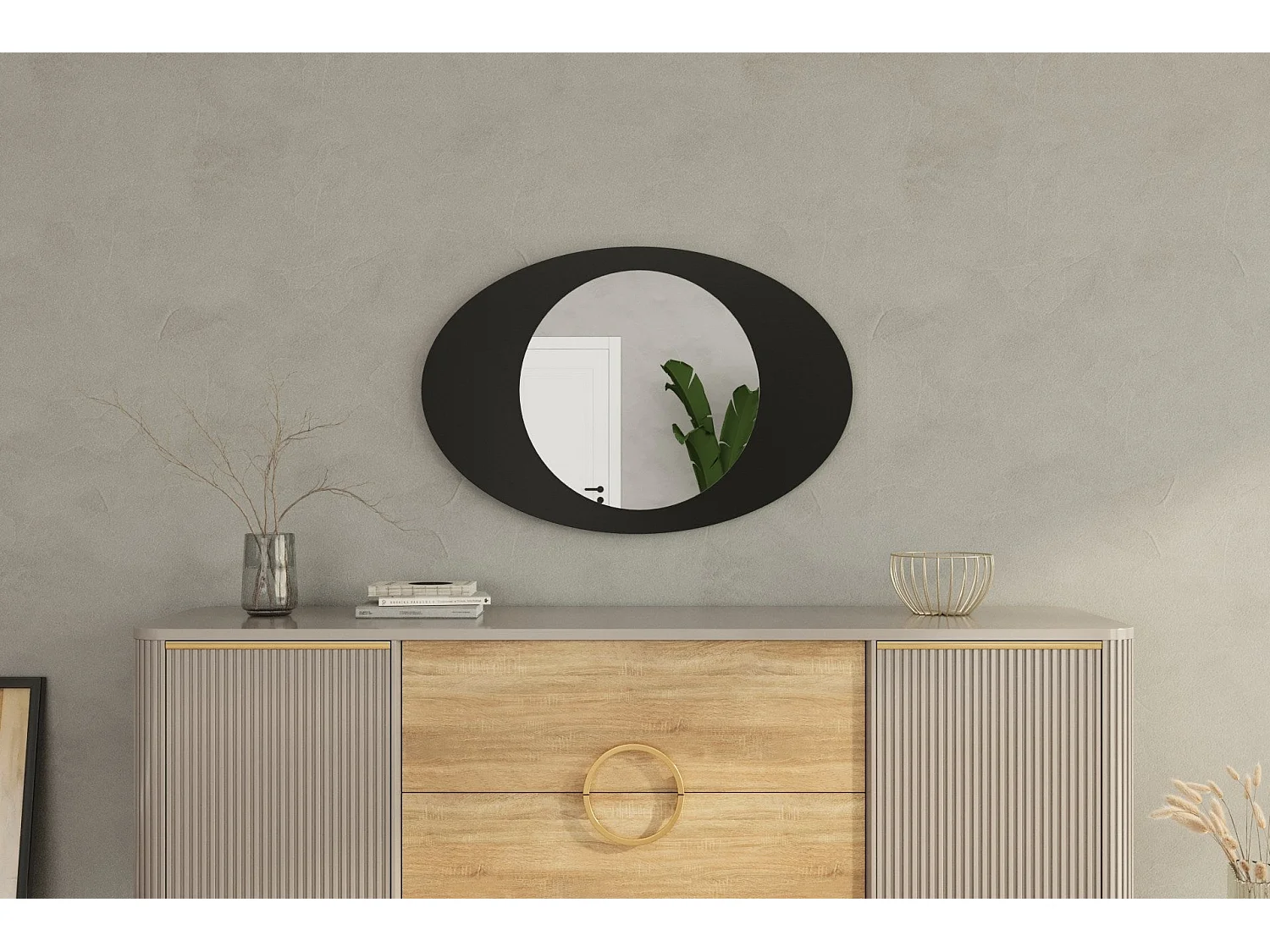 Espelho Moderno 'Obble' - 60x90 cm - Preto - Toque de Sofisticação para Sua Casa