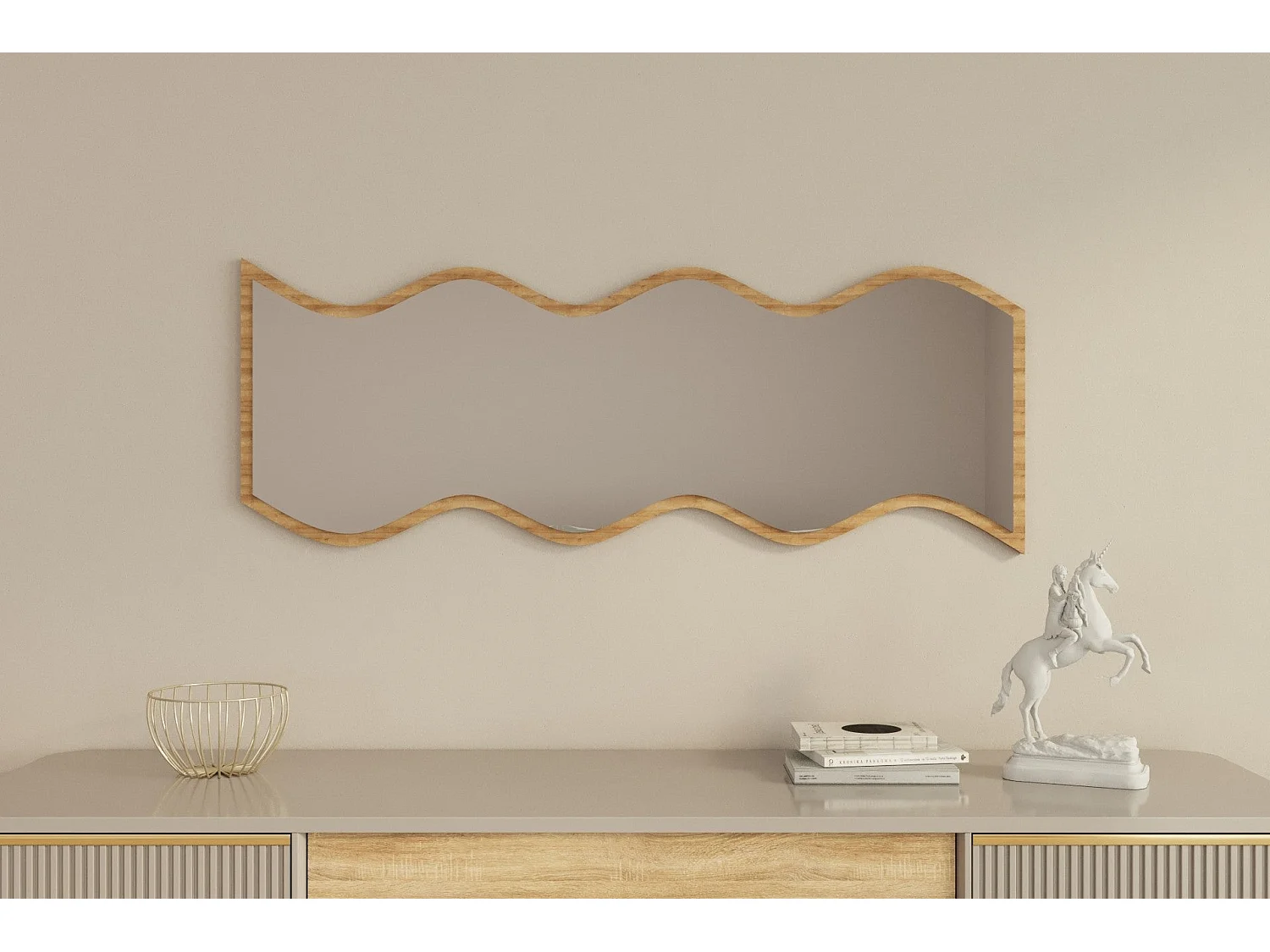 Espelho Ecológico Flotal-e Safi - Elegância Moderna em Branco e Natural - 40 x 120 cm