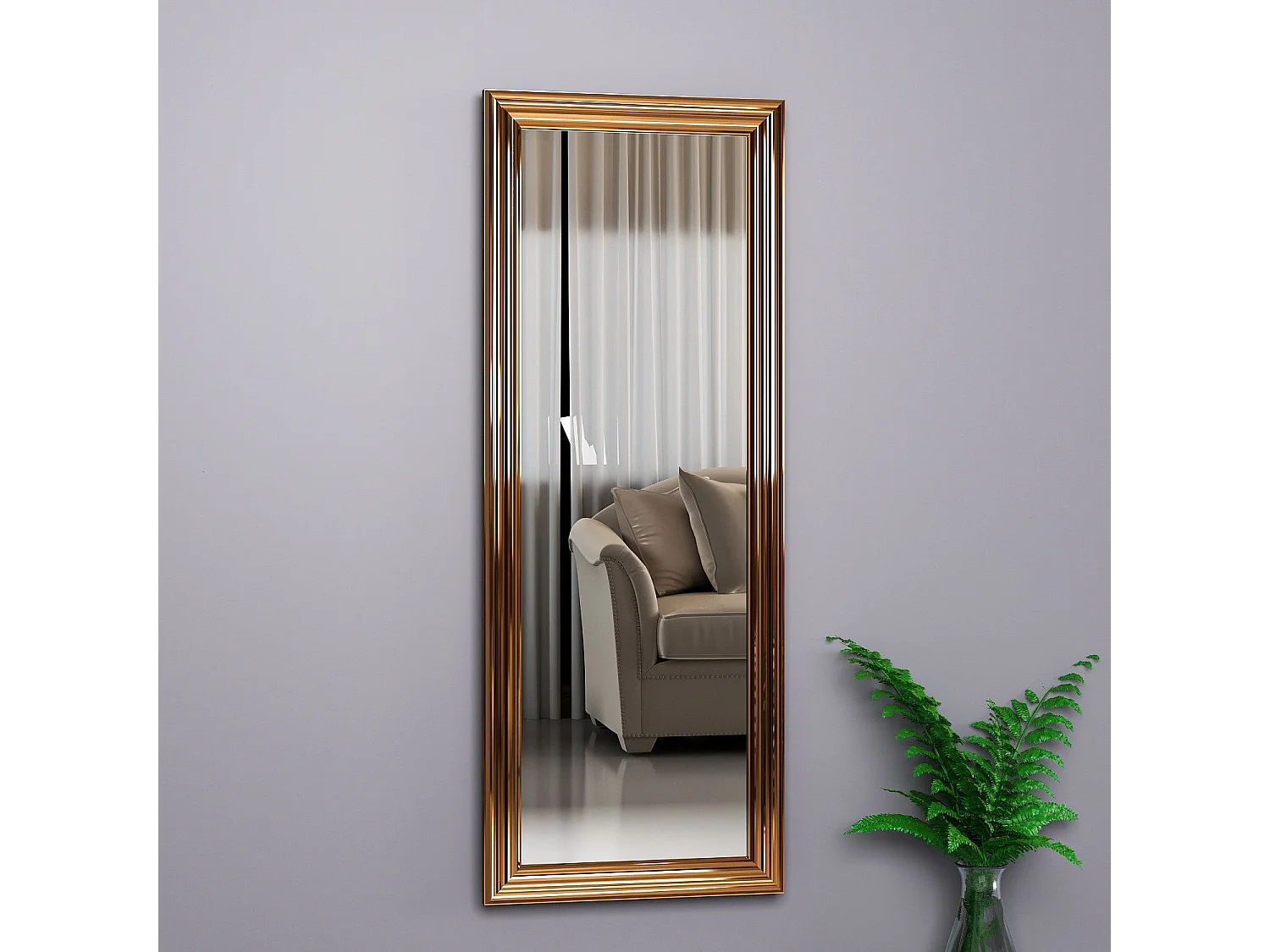 Espelho de Cais com Moldura Bronze - Design Moderno e Elegante - 40 x 105 cm