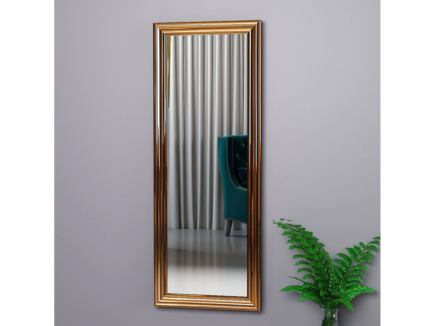 Espelho de Cais com Moldura Bronze - Design Moderno e Elegante - 40 x 105 cm