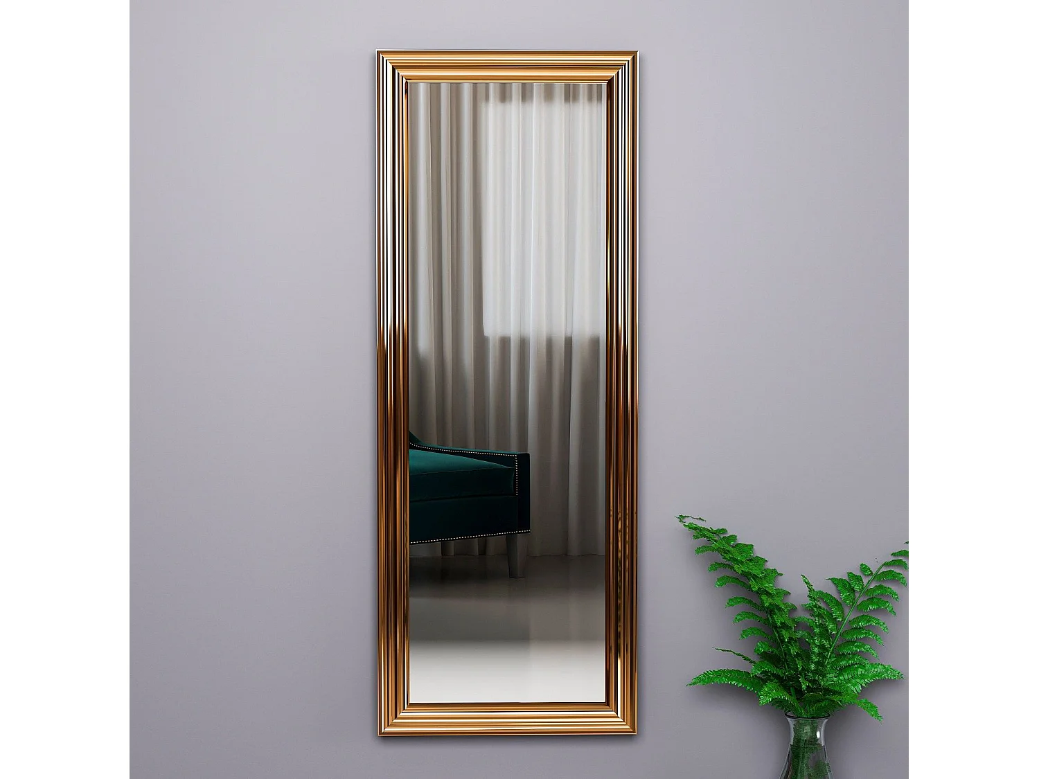Espelho de Cais com Moldura Bronze - Design Moderno e Elegante - 40 x 105 cm