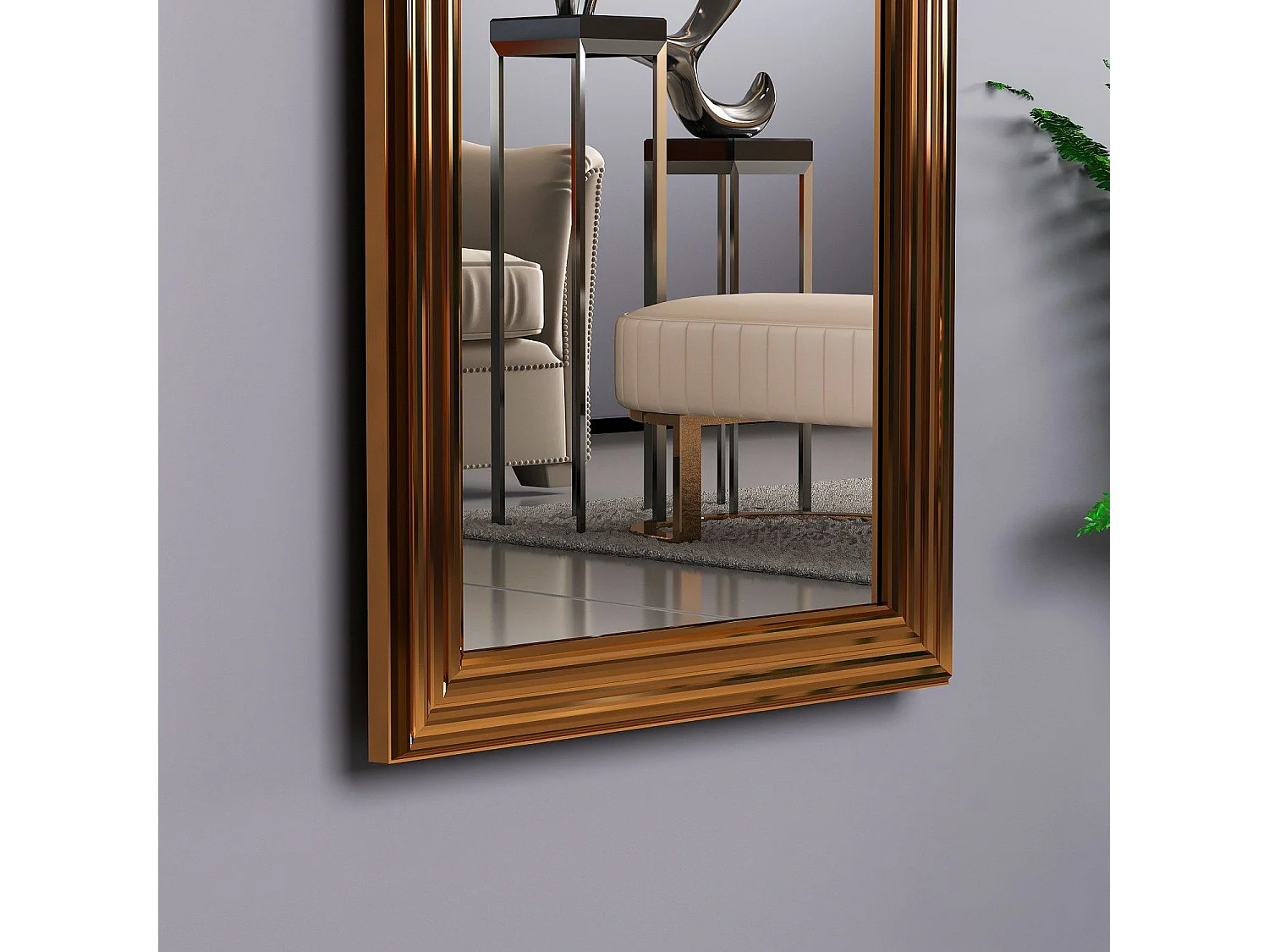 Espelho de Cais com Moldura Bronze - Design Moderno e Elegante - 40 x 105 cm