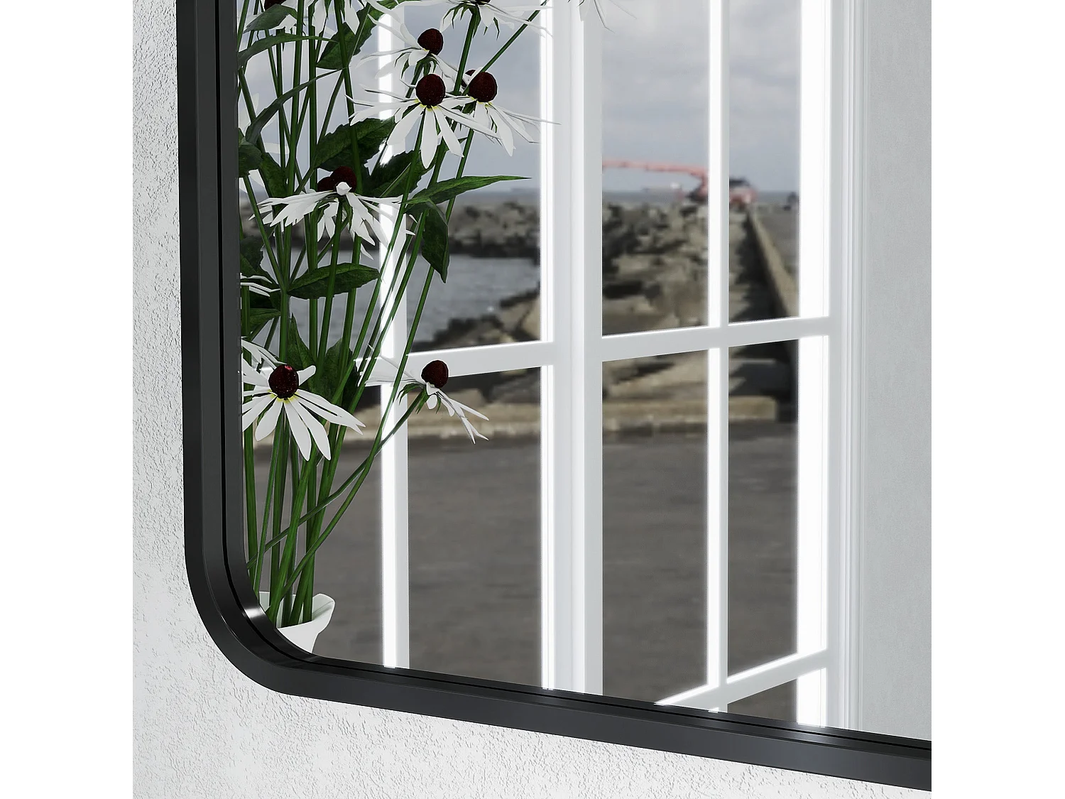 Espejo de baño Aurius Homcom enmarcado negro 70x50