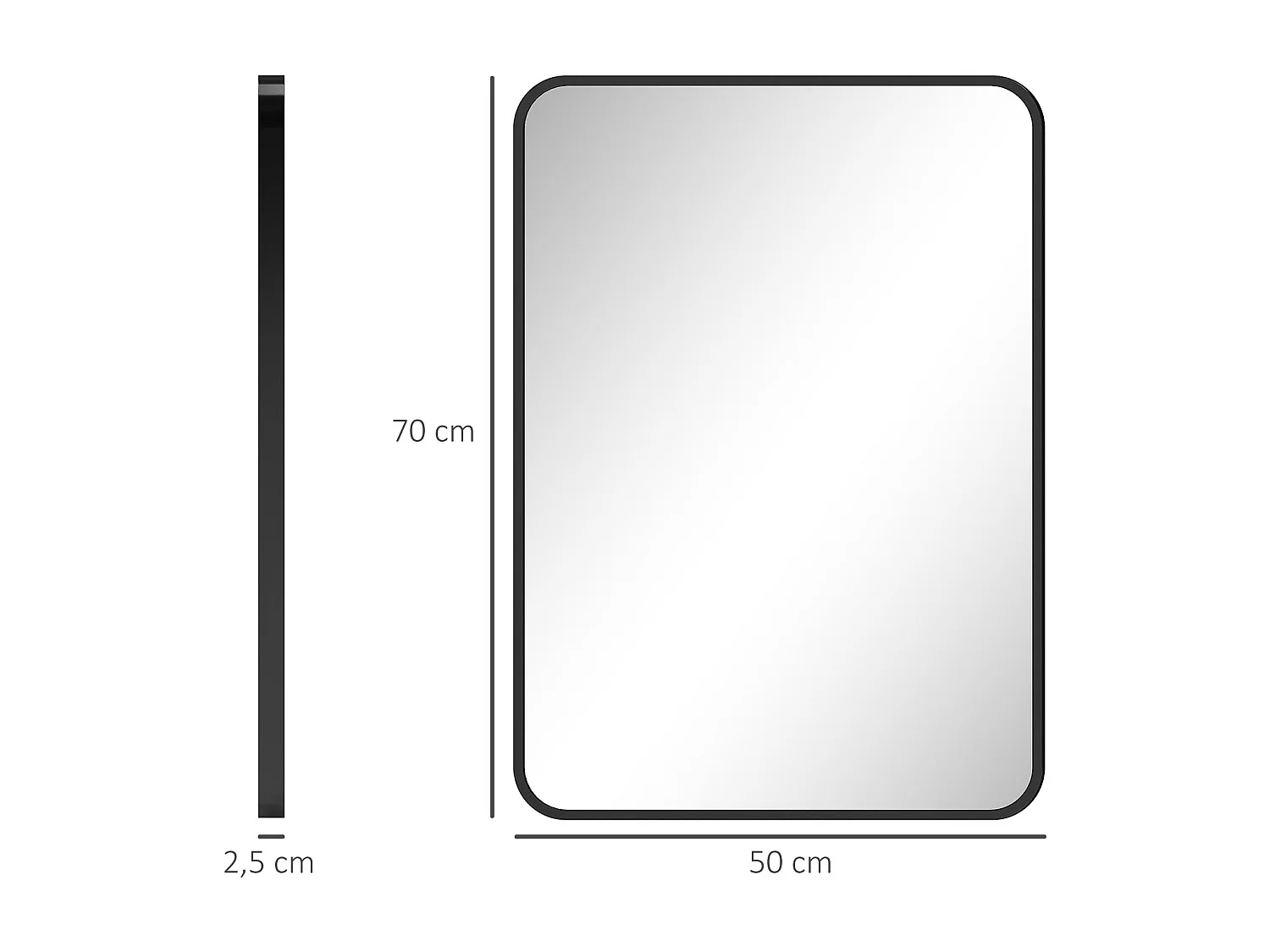 Espejo de baño Aurius Homcom enmarcado negro 70x50
