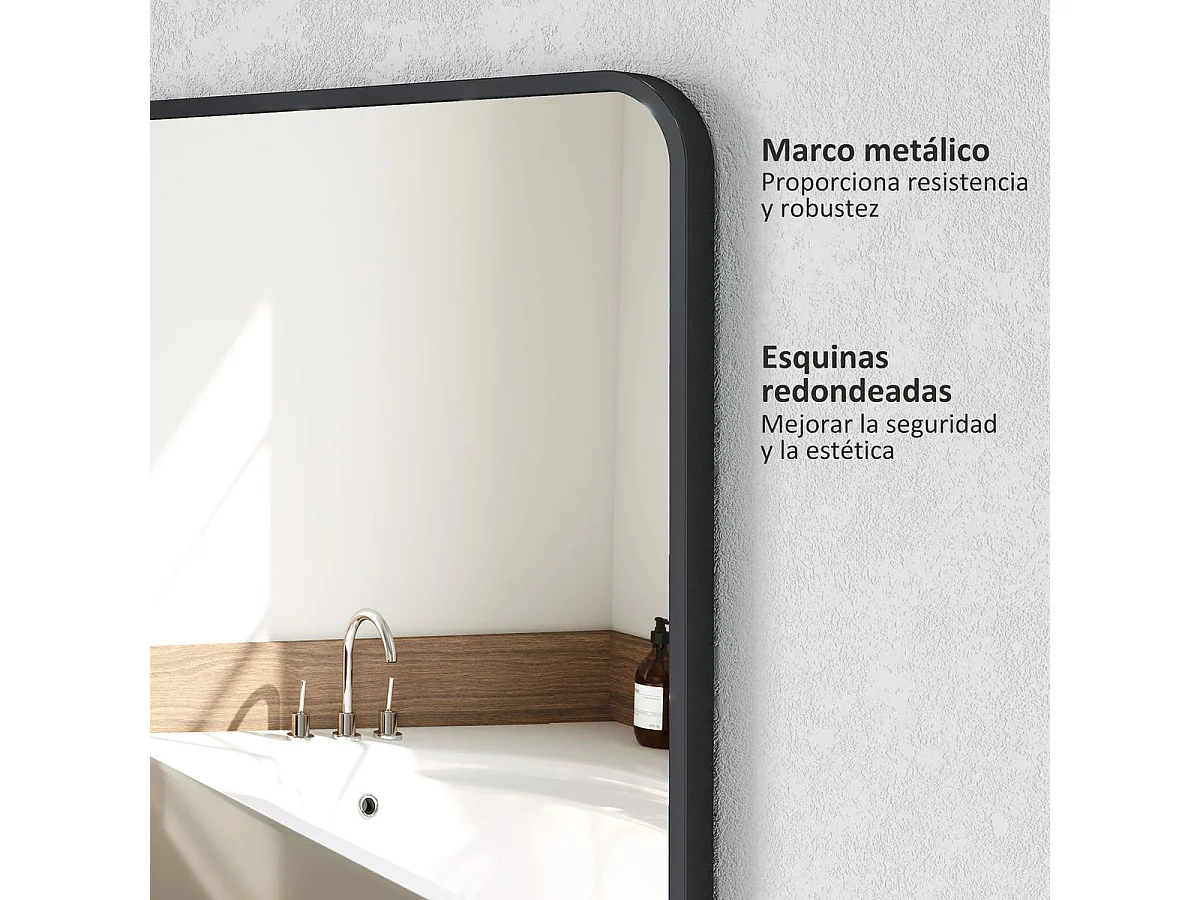 Espejo de baño Aurius Homcom enmarcado negro 70x50