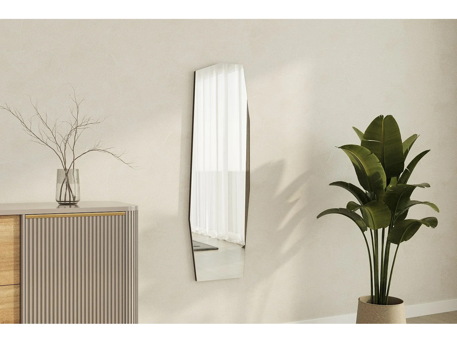 Espelho Moderno Aural Preto - 40 x 120 cm - Design Elegante e Sofisticado