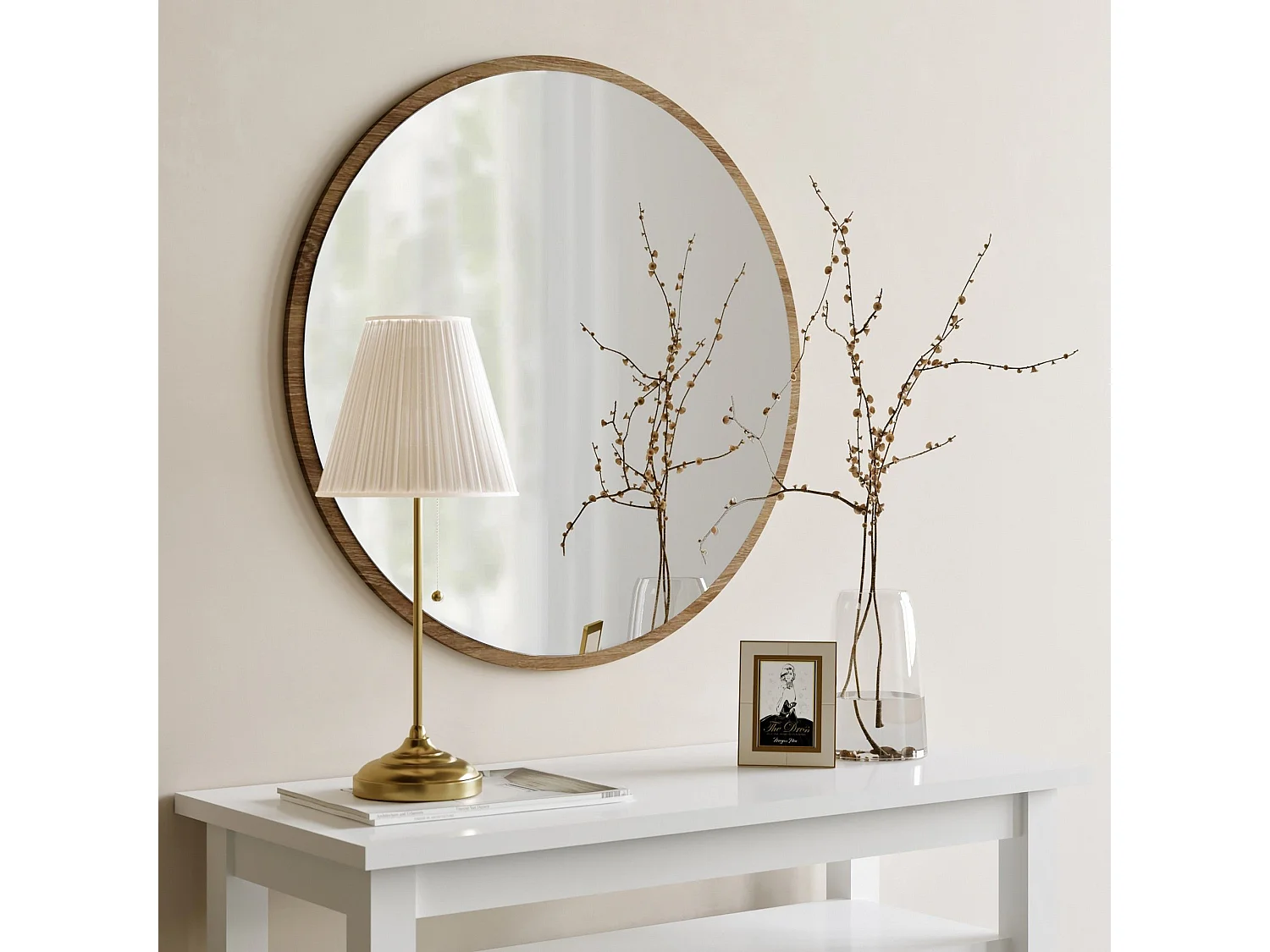 Miroir décoratif Adriata D60cm Bois foncé