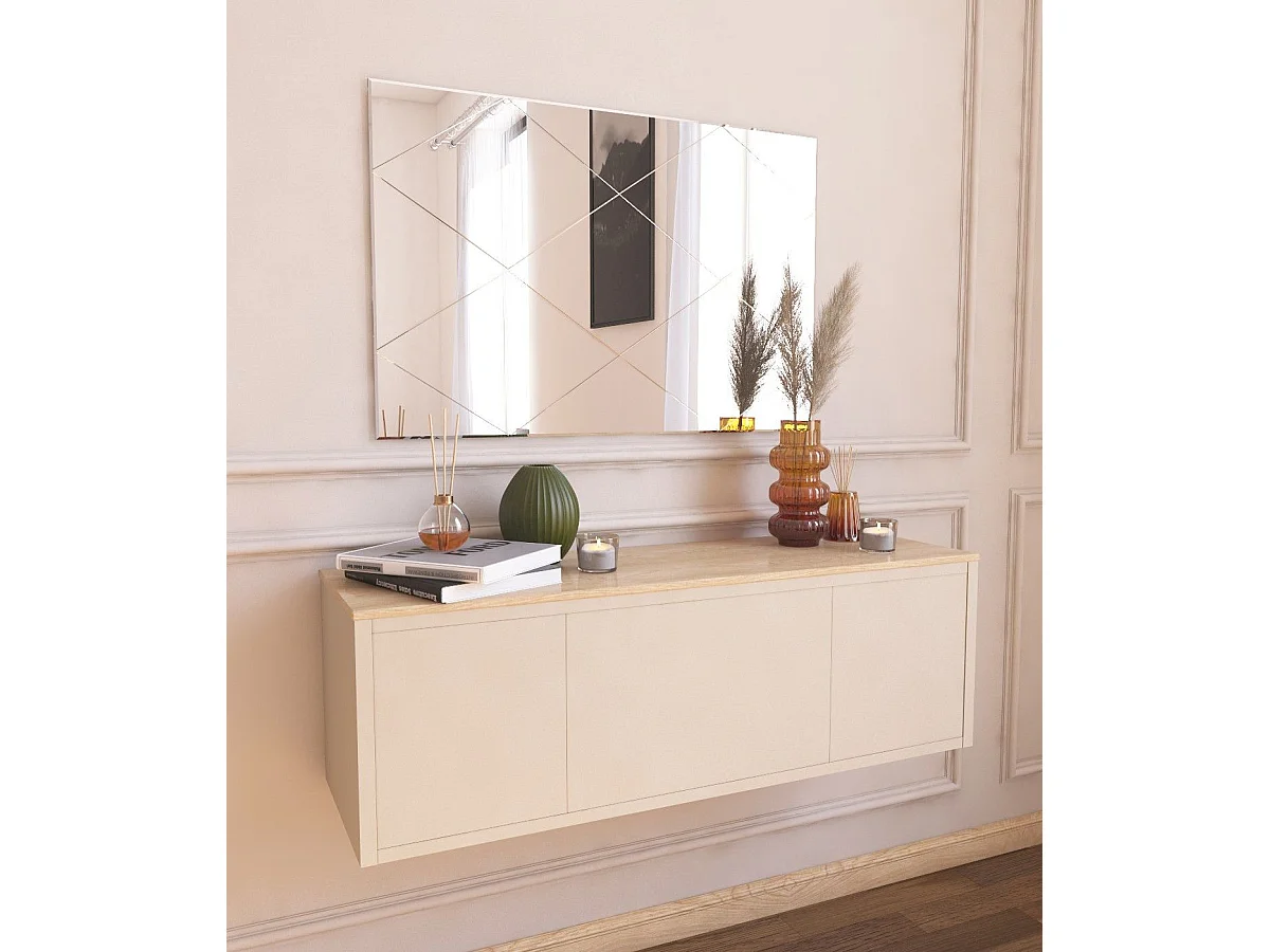 Espelho Moderno Argyle Branco - 50 x 75 cm em MDF - Estilo Contemporâneo