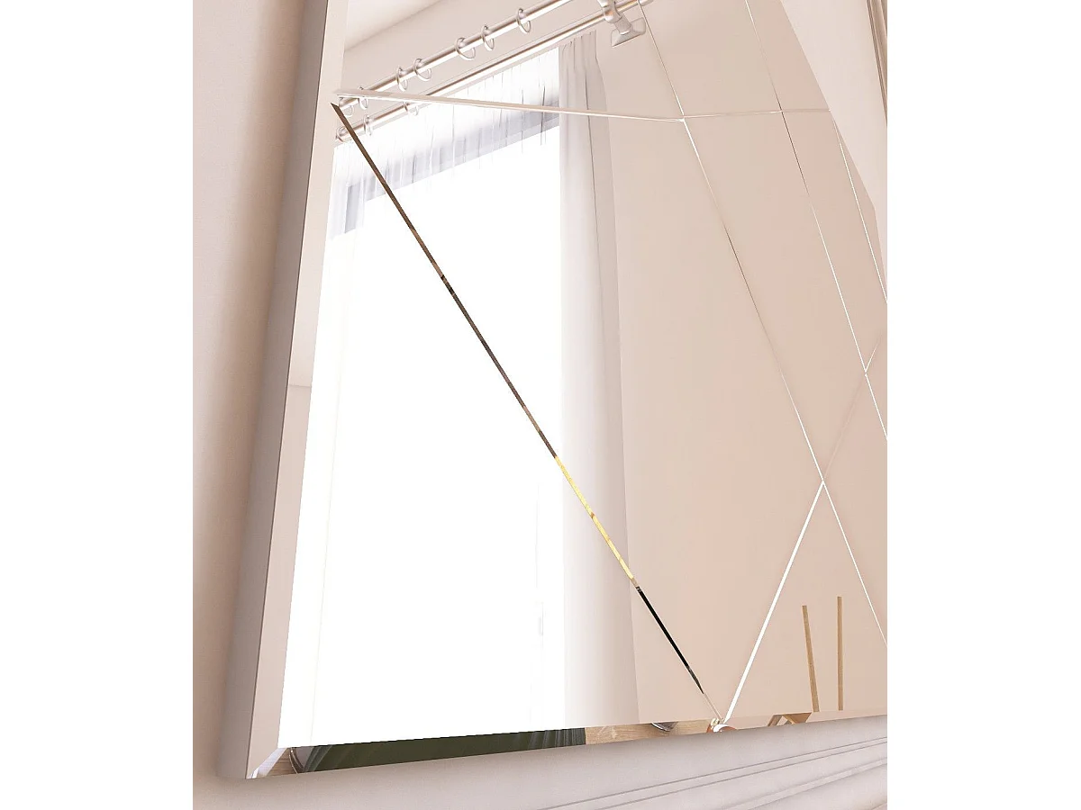 Espelho Moderno Argyle Branco - 50 x 75 cm em MDF - Estilo Contemporâneo