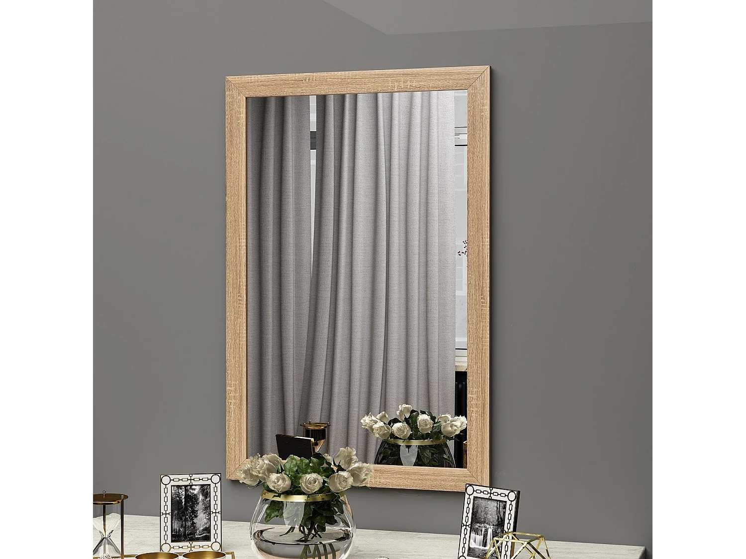 Espelho de Cómoda Moderno "Sesso" - 50 x 75 cm - Elegância Natural para Sua Casa