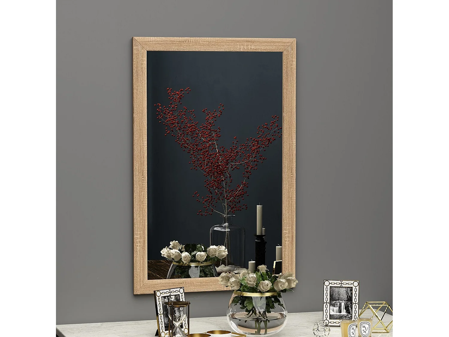 Espelho de Cómoda Moderno "Sesso" - 50 x 75 cm - Elegância Natural para Sua Casa