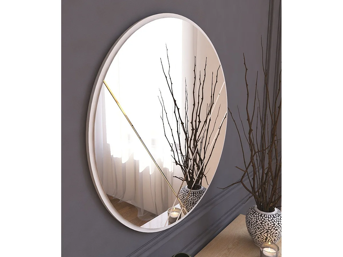 Espelho Redondo Gabel - 60x60 cm - Branco - Design Moderno e Elegante