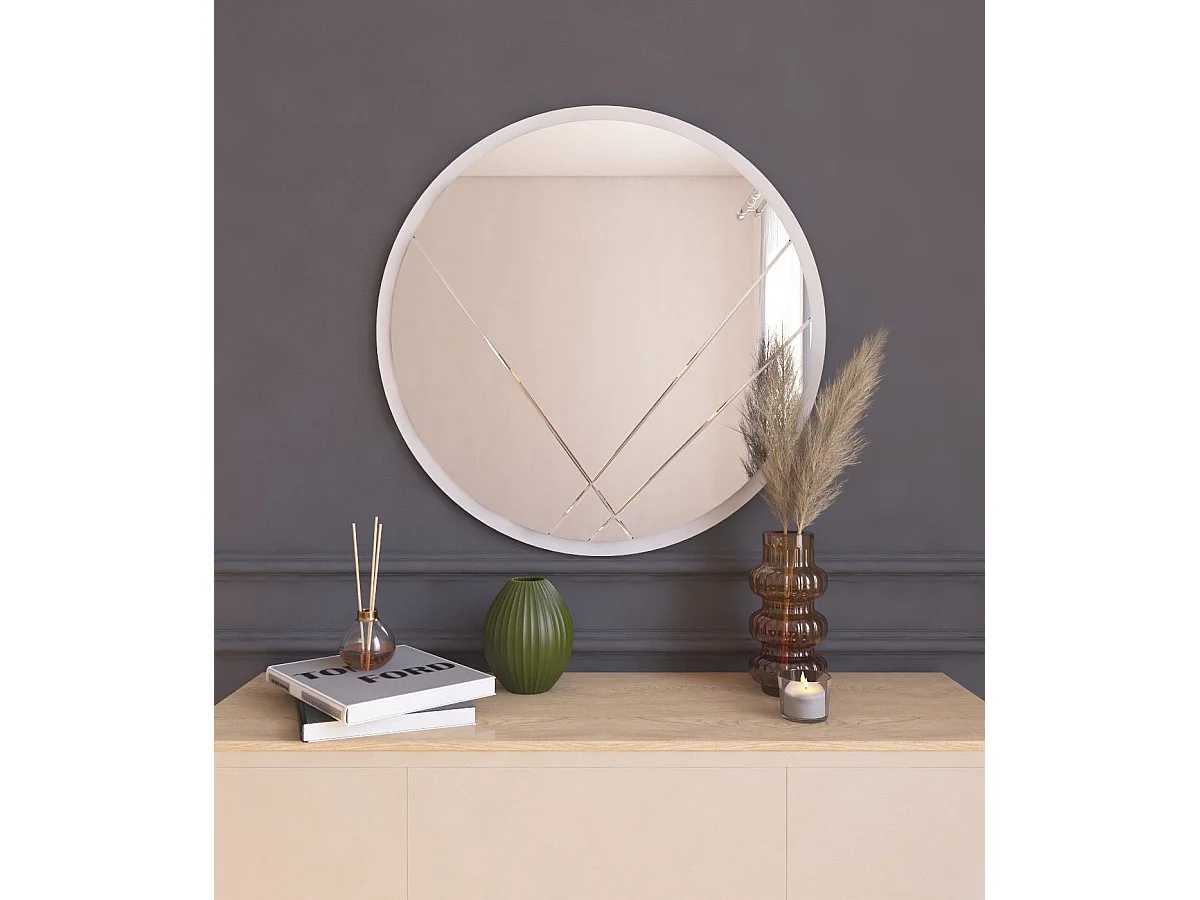 Espelho Redondo Gabel - 60x60 cm - Branco - Design Moderno e Elegante