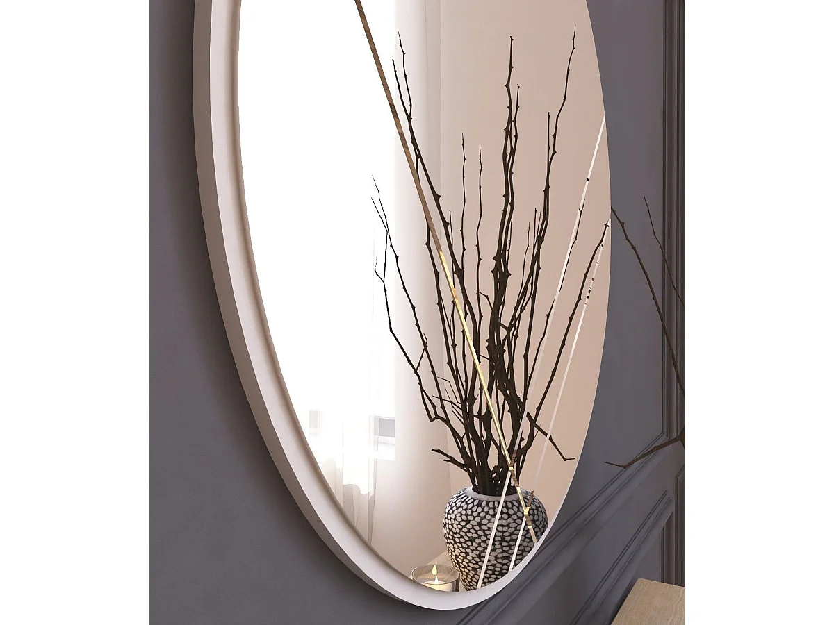 Espelho Redondo Gabel - 60x60 cm - Branco - Design Moderno e Elegante